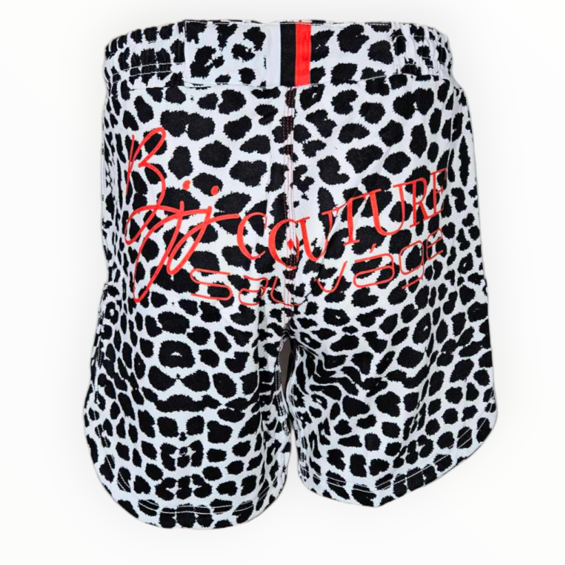 BJJ Couture Seamless White and Black Leopard Grappling Shorts