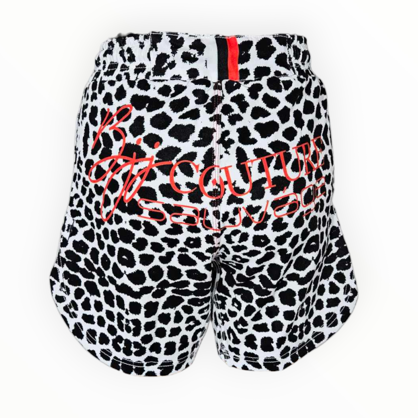 BJJ Couture Seamless White and Black Leopard Grappling Shorts
