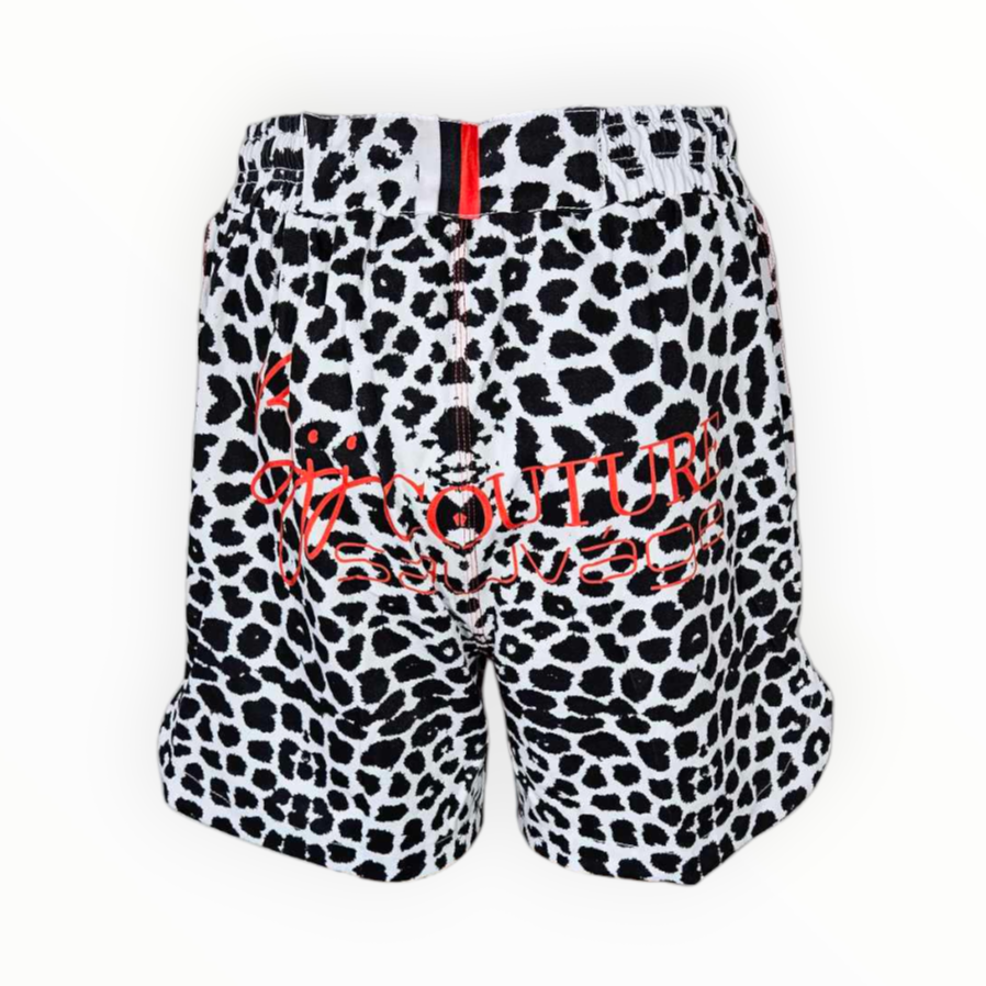 BJJ Couture Seamless White and Black Leopard Grappling Shorts