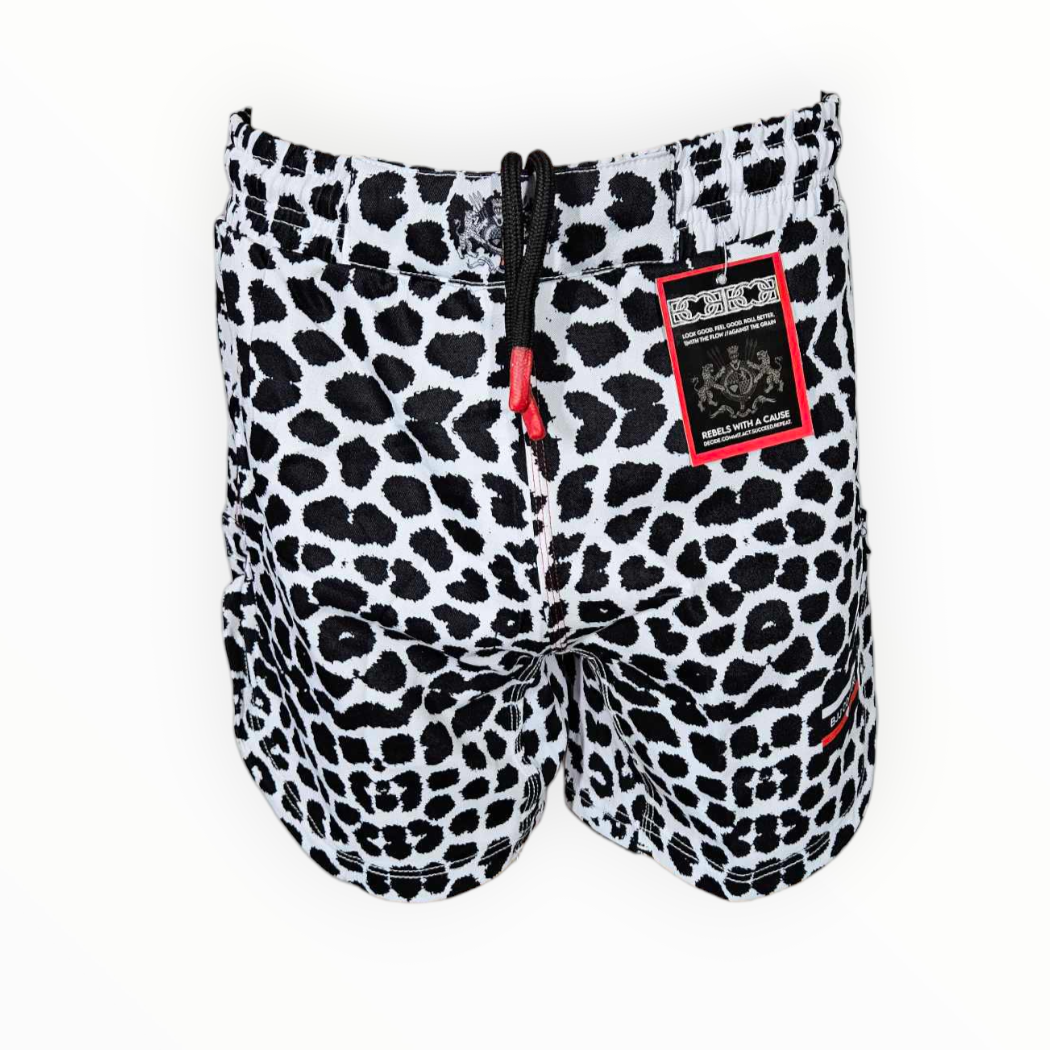 BJJ Couture Seamless White and Black Leopard Grappling Shorts