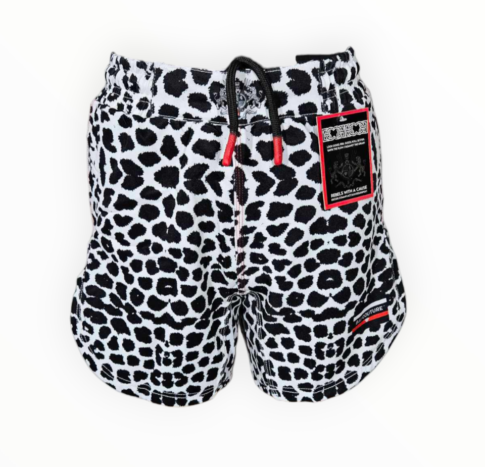BJJ Couture Seamless White and Black Leopard Grappling Shorts