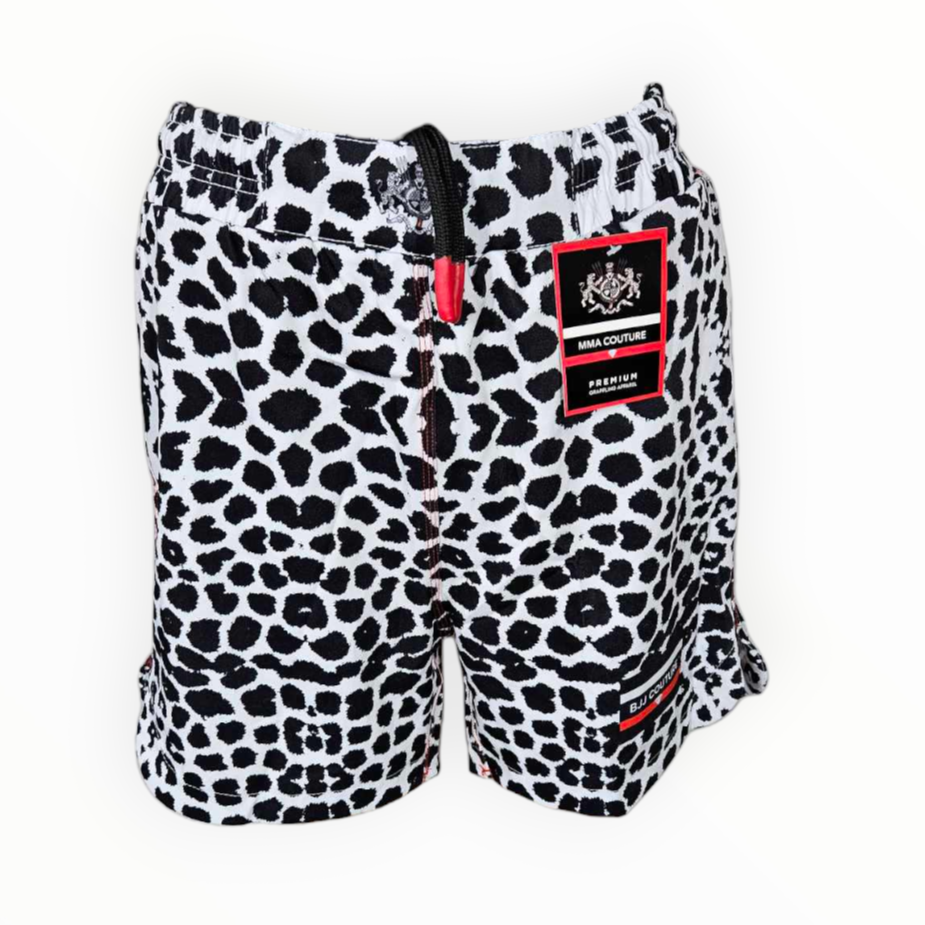 BJJ Couture Seamless White and Black Leopard Grappling Shorts