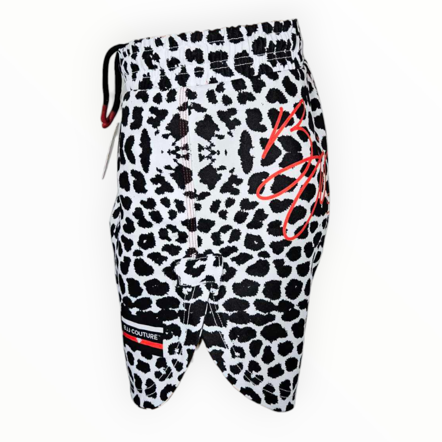 BJJ Couture Seamless White and Black Leopard Grappling Shorts