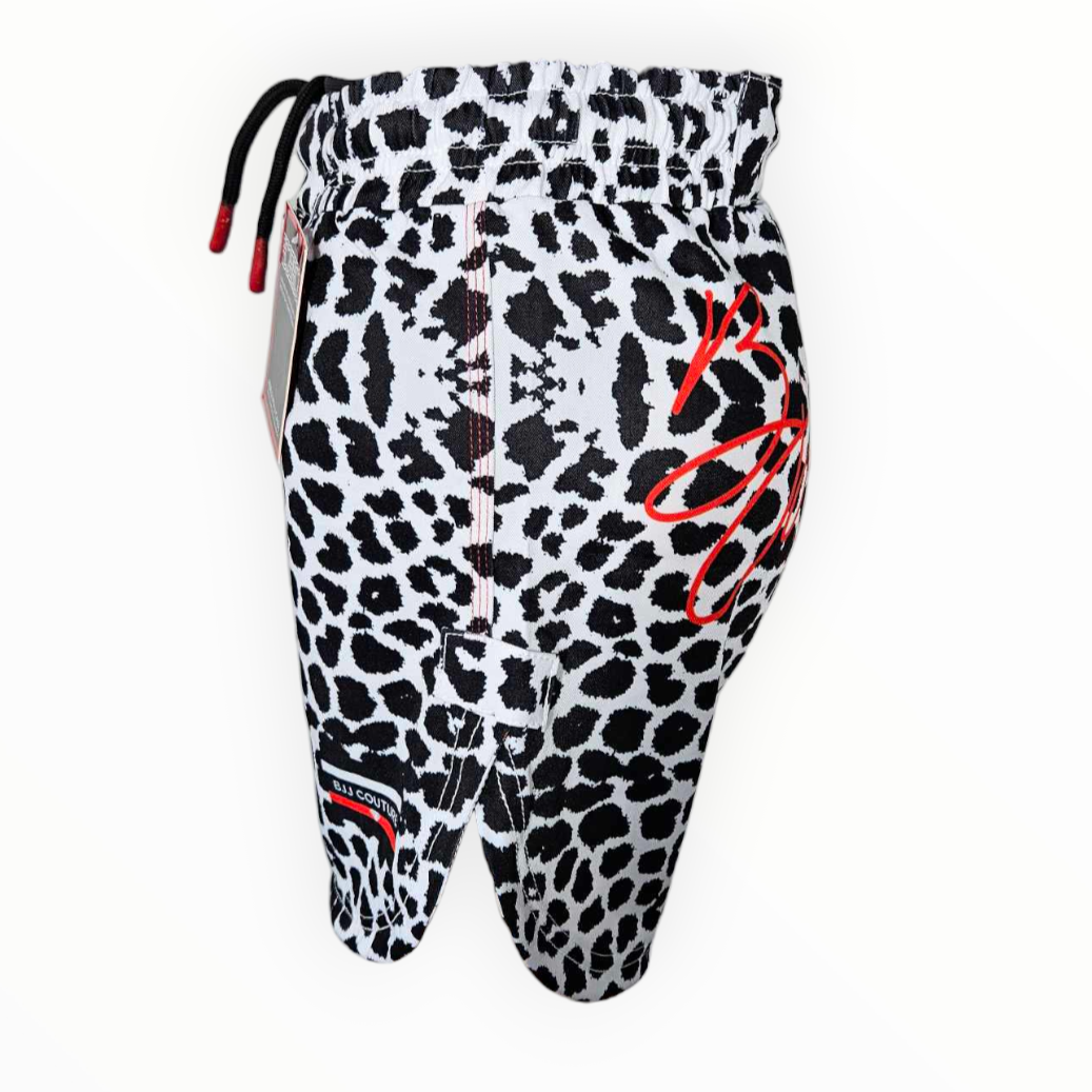 BJJ Couture Seamless White and Black Leopard Grappling Shorts