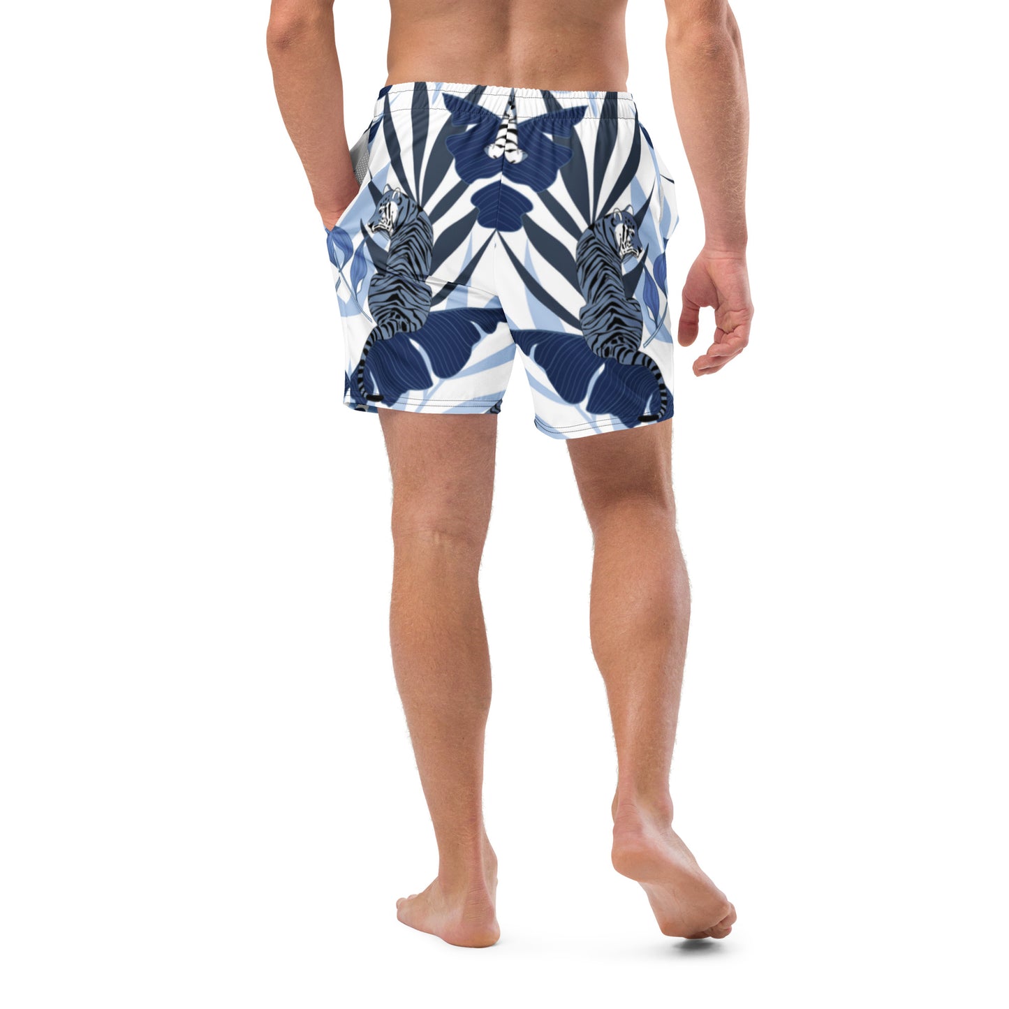 BJJ Couture Premium Aqua Tiger Jungle Print Men's swim trunks