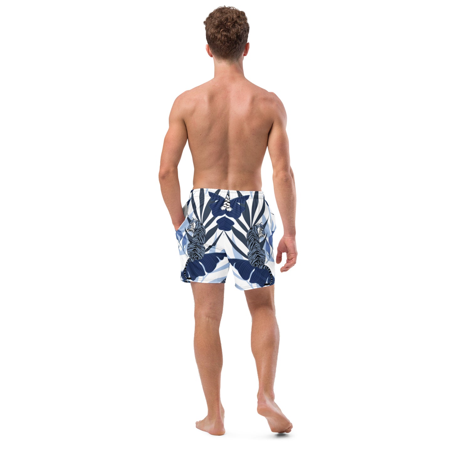 BJJ Couture Premium Aqua Tiger Jungle Print Men's swim trunks