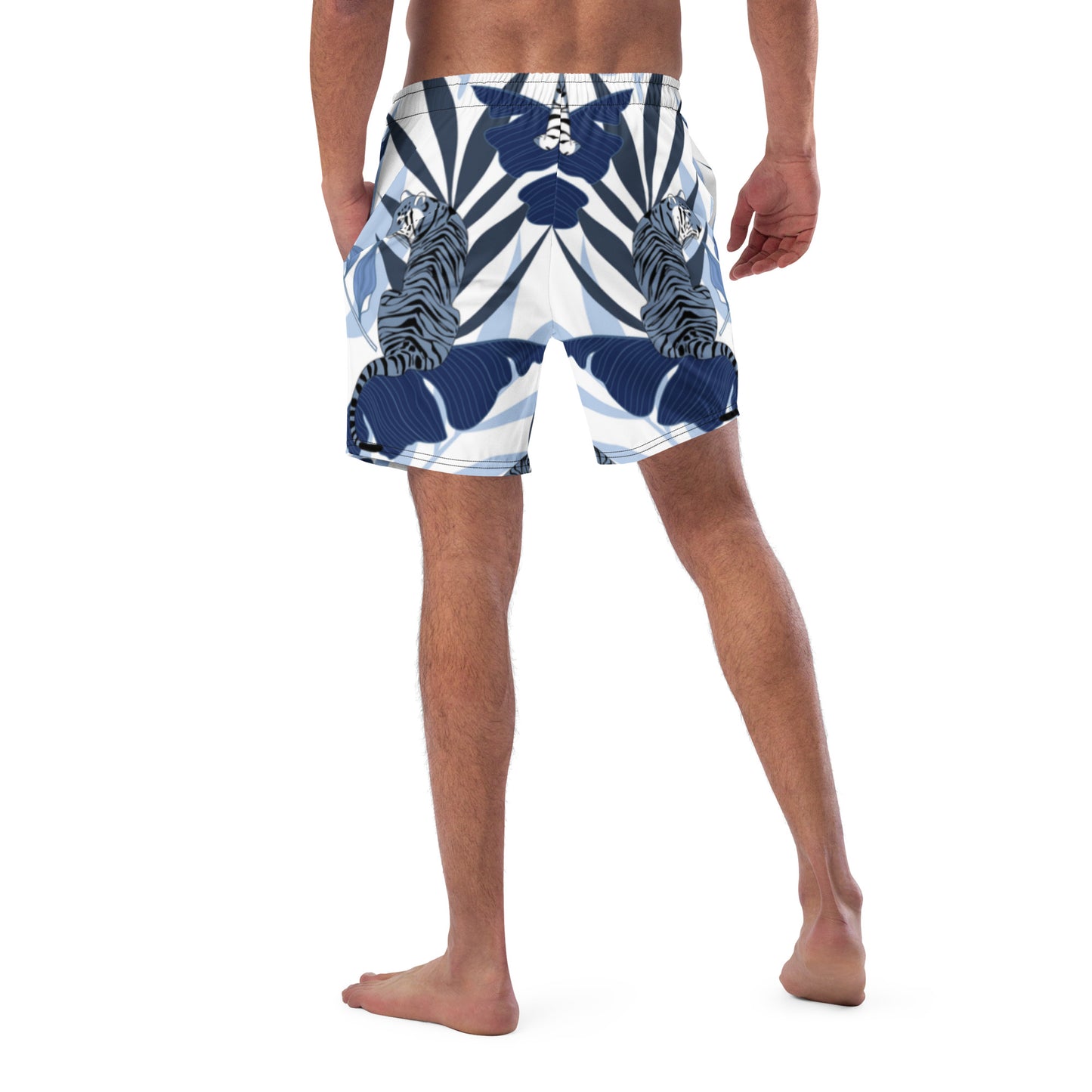 BJJ Couture Premium Aqua Tiger Jungle Print Men's swim trunks