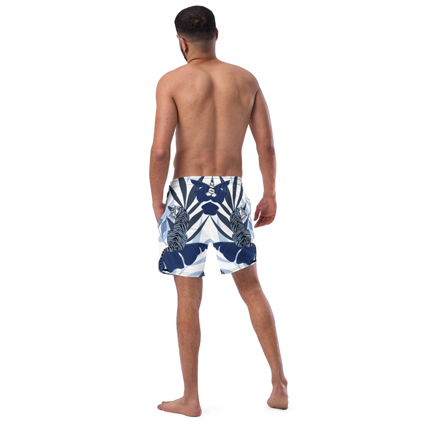 BJJ Couture Premium Aqua Tiger Jungle Print Men's swim trunks