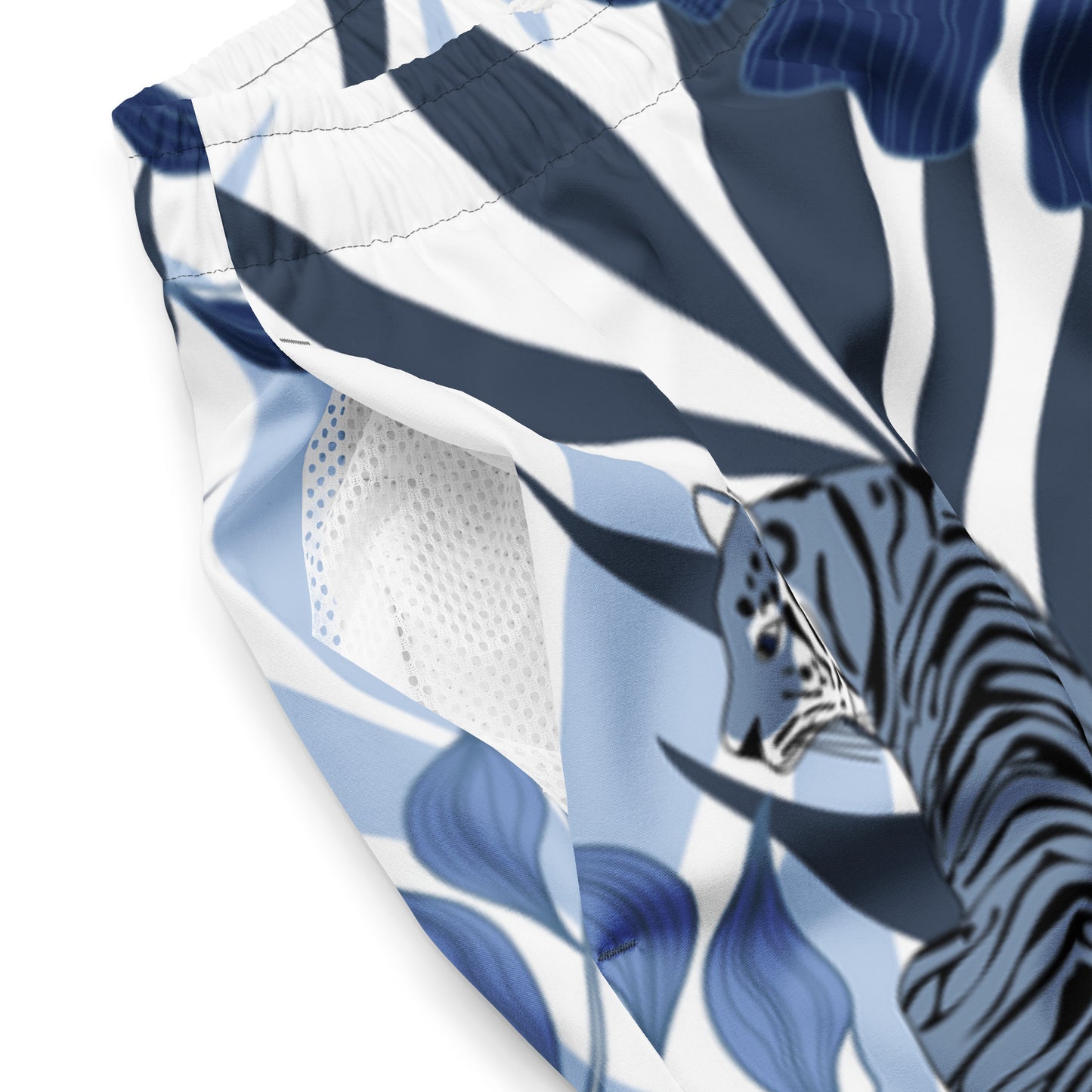 BJJ Couture Premium Aqua Tiger Jungle Print Men's swim trunks