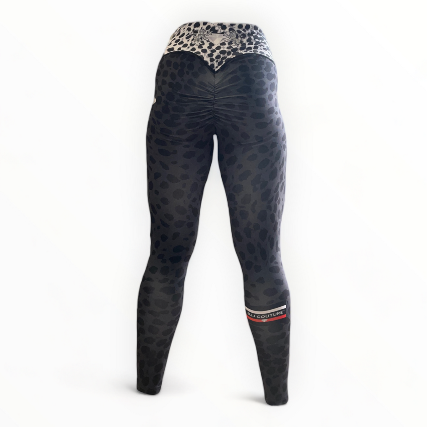 BJJ Couture Leopard Print Spats Grey & Black
