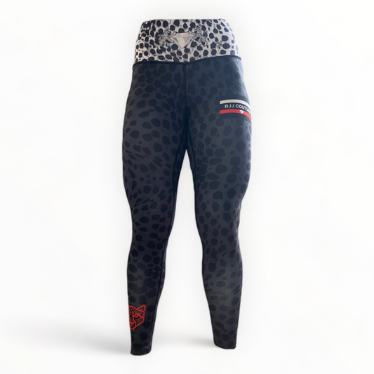 BJJ Couture Leopard Print Spats Grey & Black