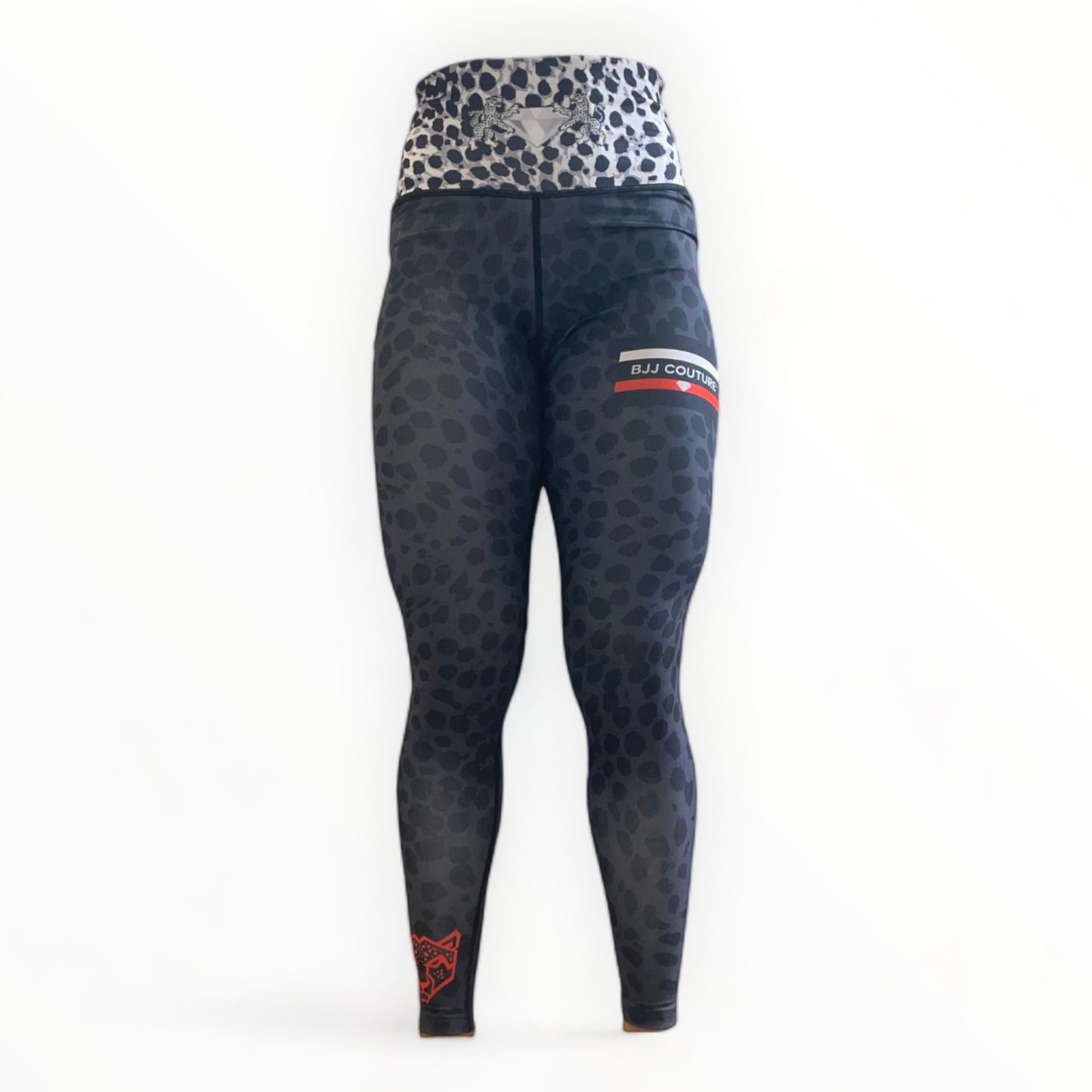 BJJ Couture Leopard Print Spats Grey & Black