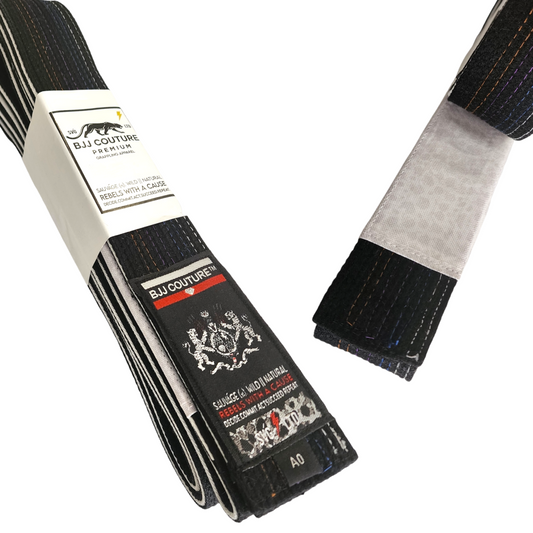 BJJ Couture Black Belt with Contrast Stitching and White Piping - Competitor Series - Xiketic
