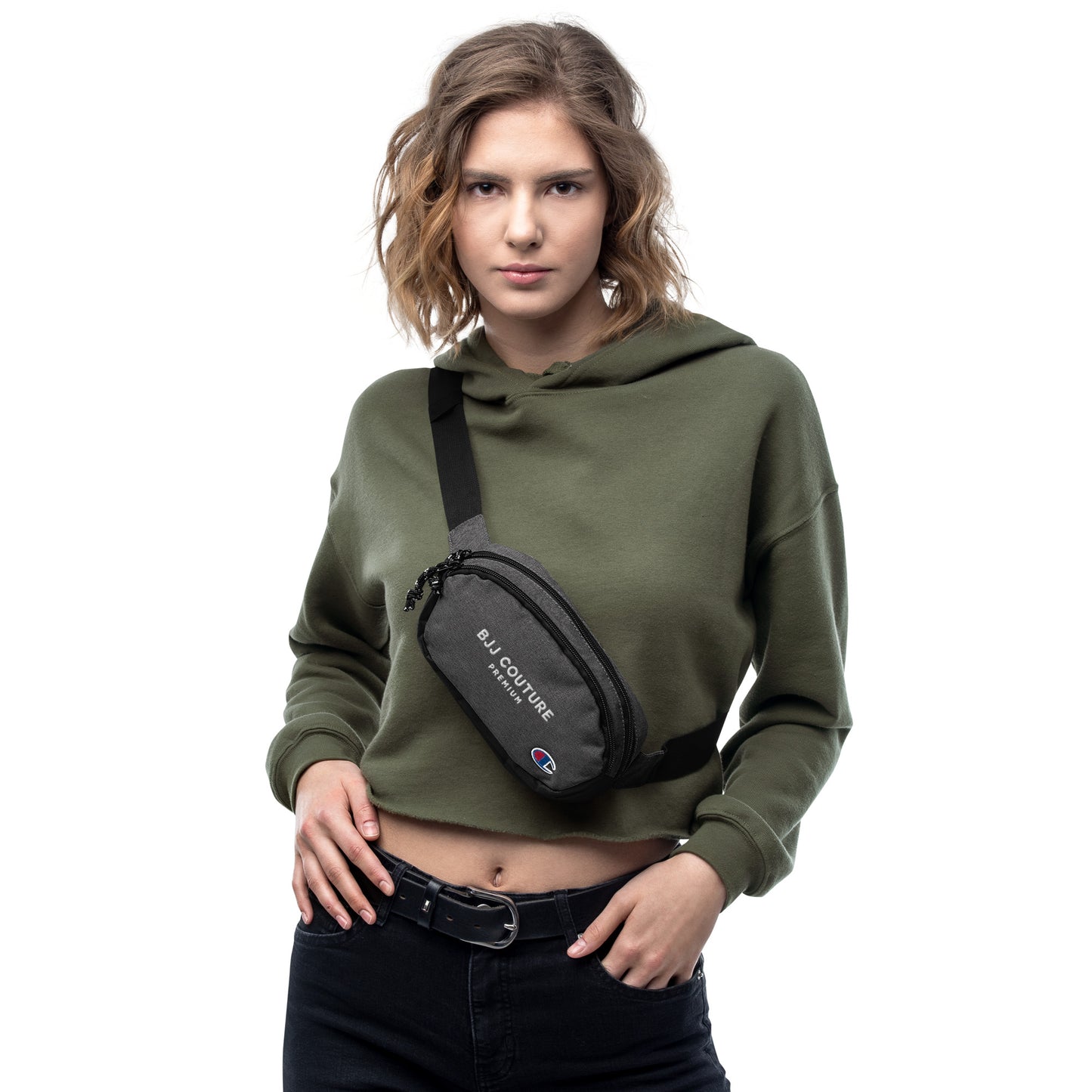 BJJ Couture Premium Champion fanny pack - White text