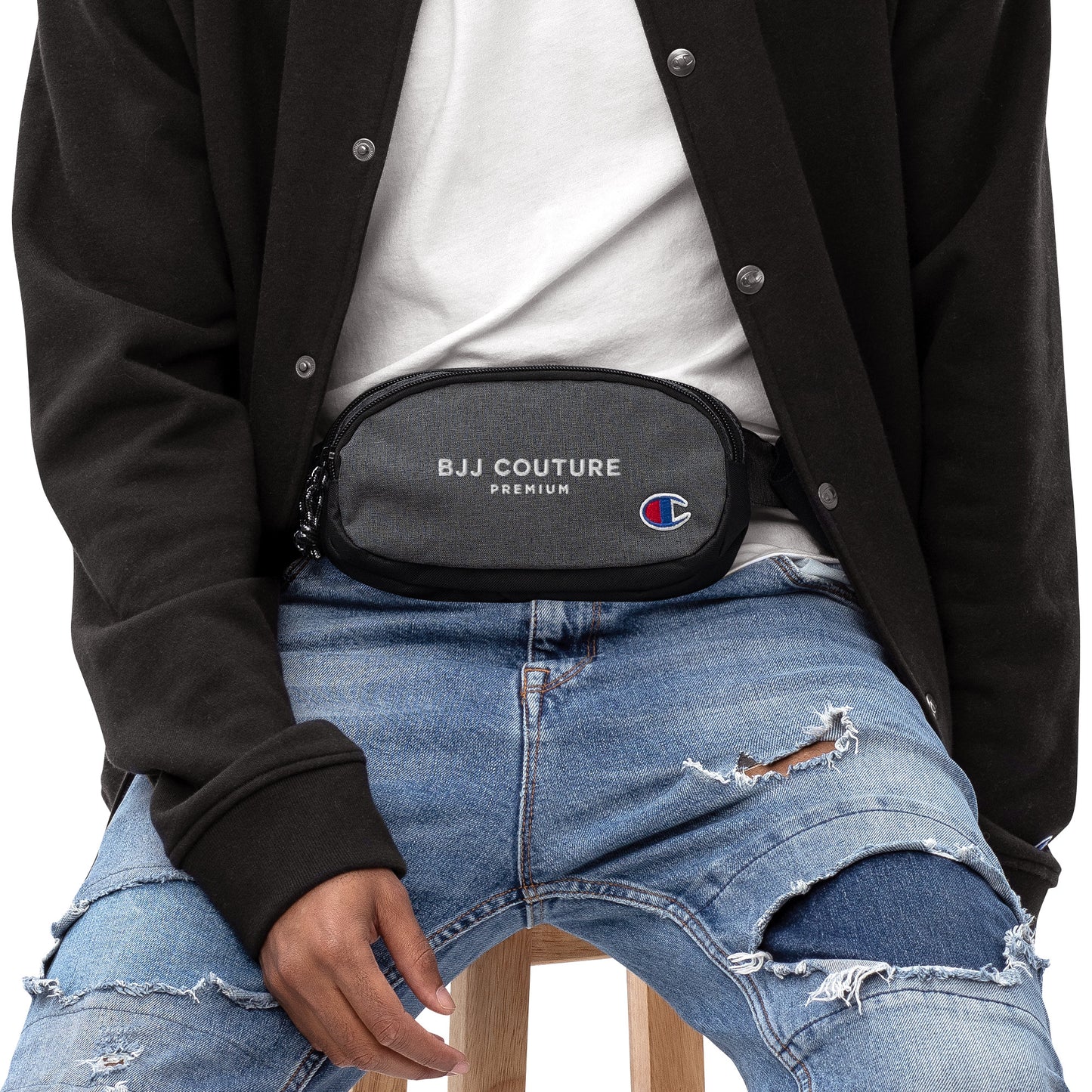 BJJ Couture Premium Champion fanny pack - White text