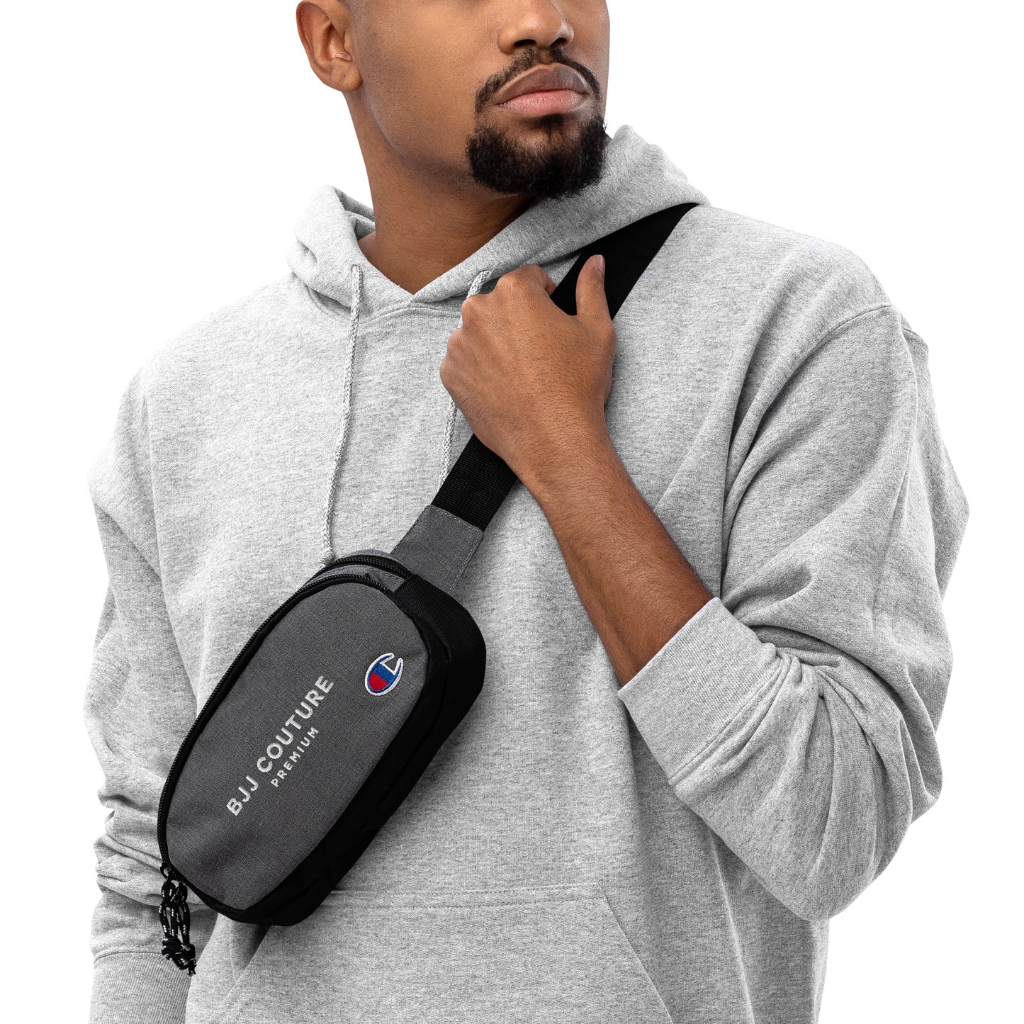 BJJ Couture Premium Champion fanny pack - White text