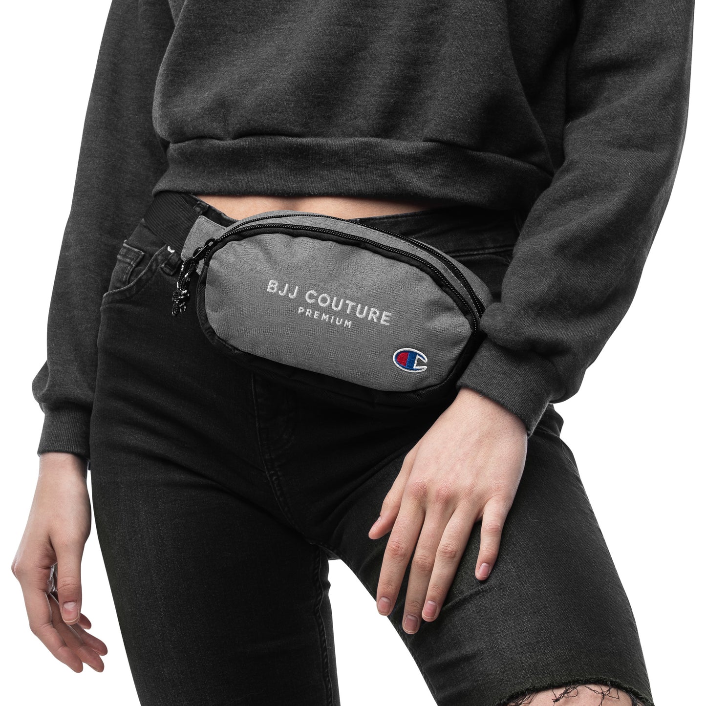 BJJ Couture Premium Champion fanny pack - White text