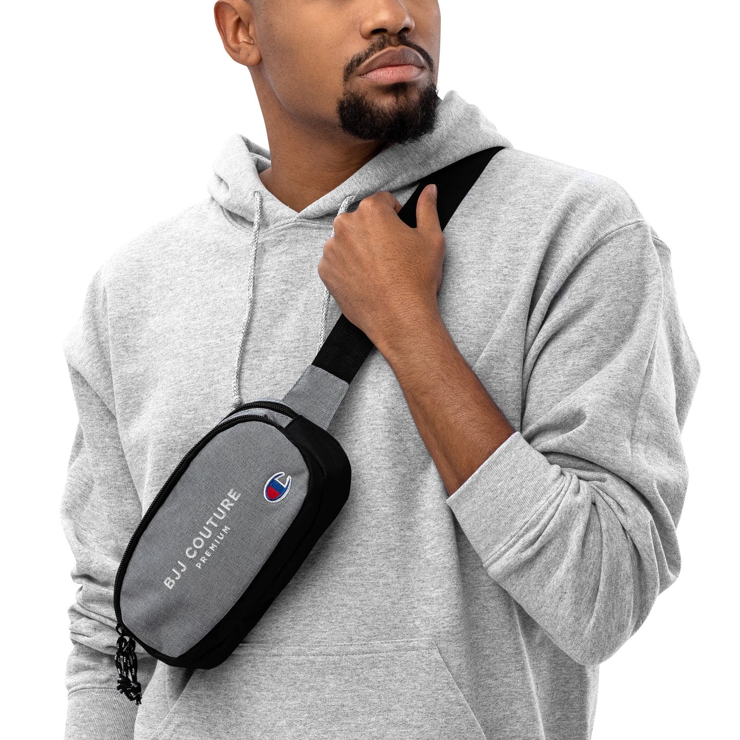 BJJ Couture Premium Champion fanny pack - White text