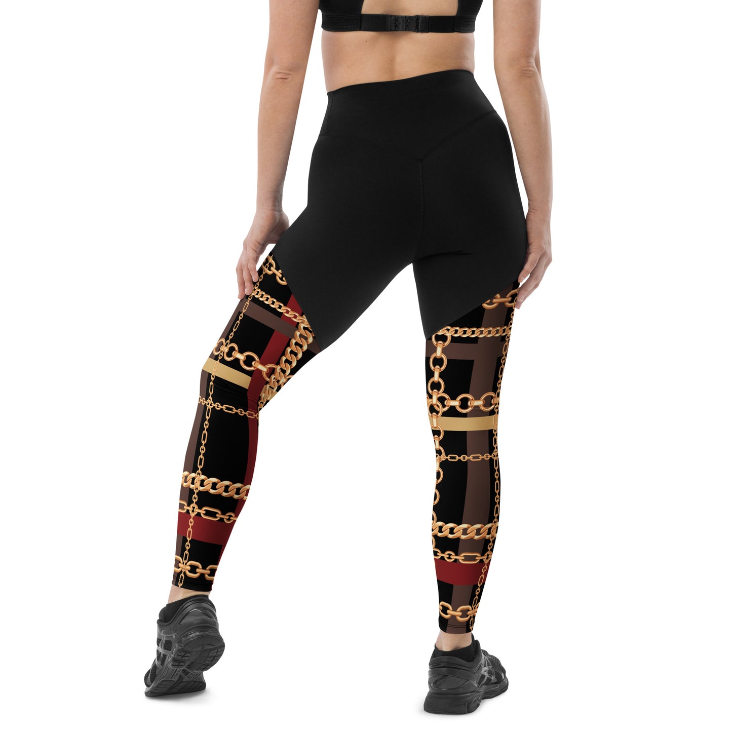 BJJ Couture Workout Red and Black Tartan Chain Leggings