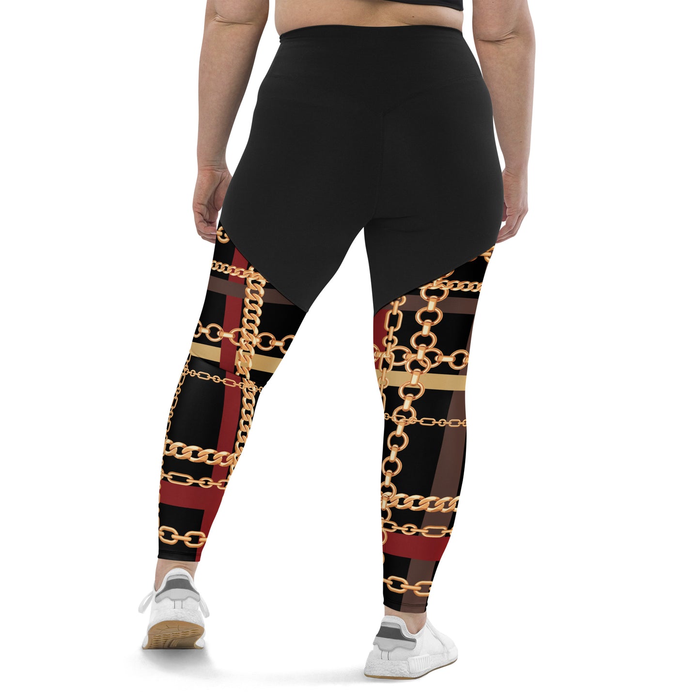 BJJ Couture Workout Red and Black Tartan Chain Leggings