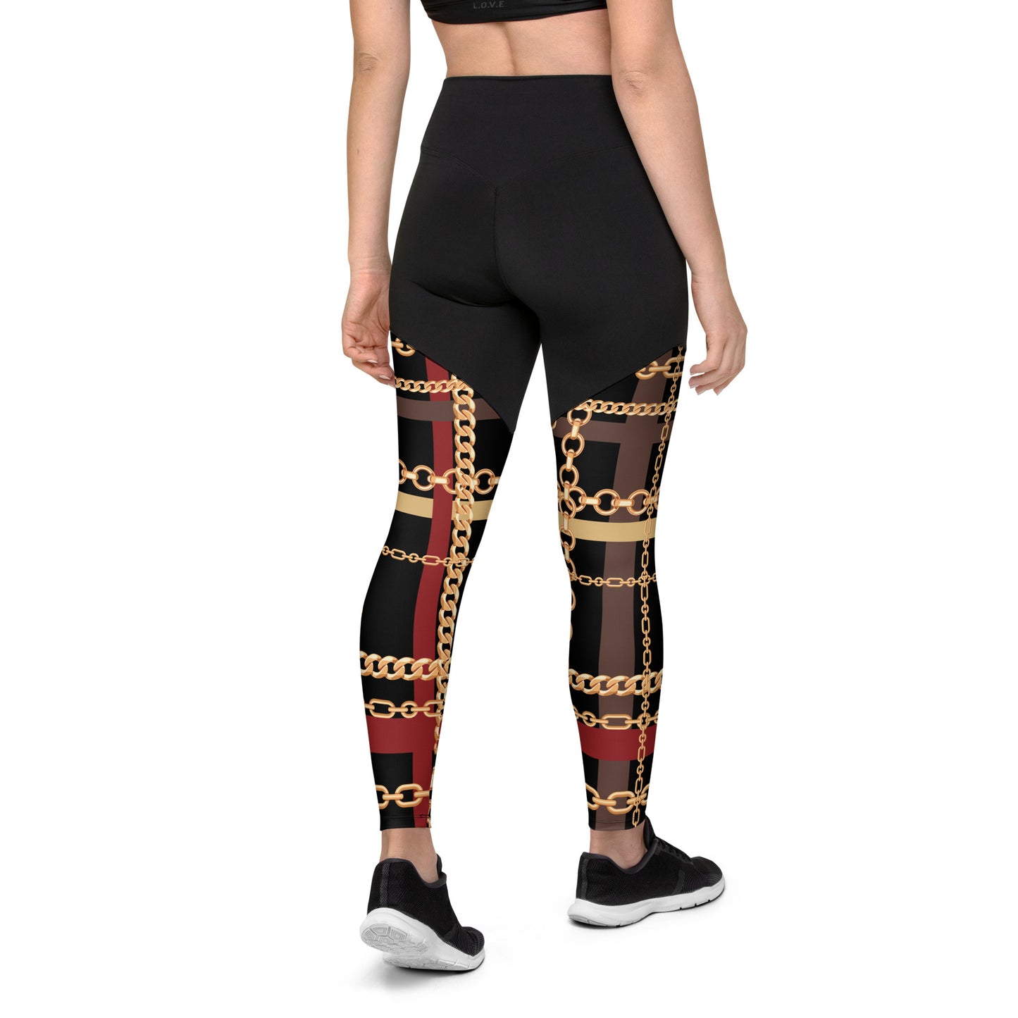 BJJ Couture Workout Red and Black Tartan Chain Leggings