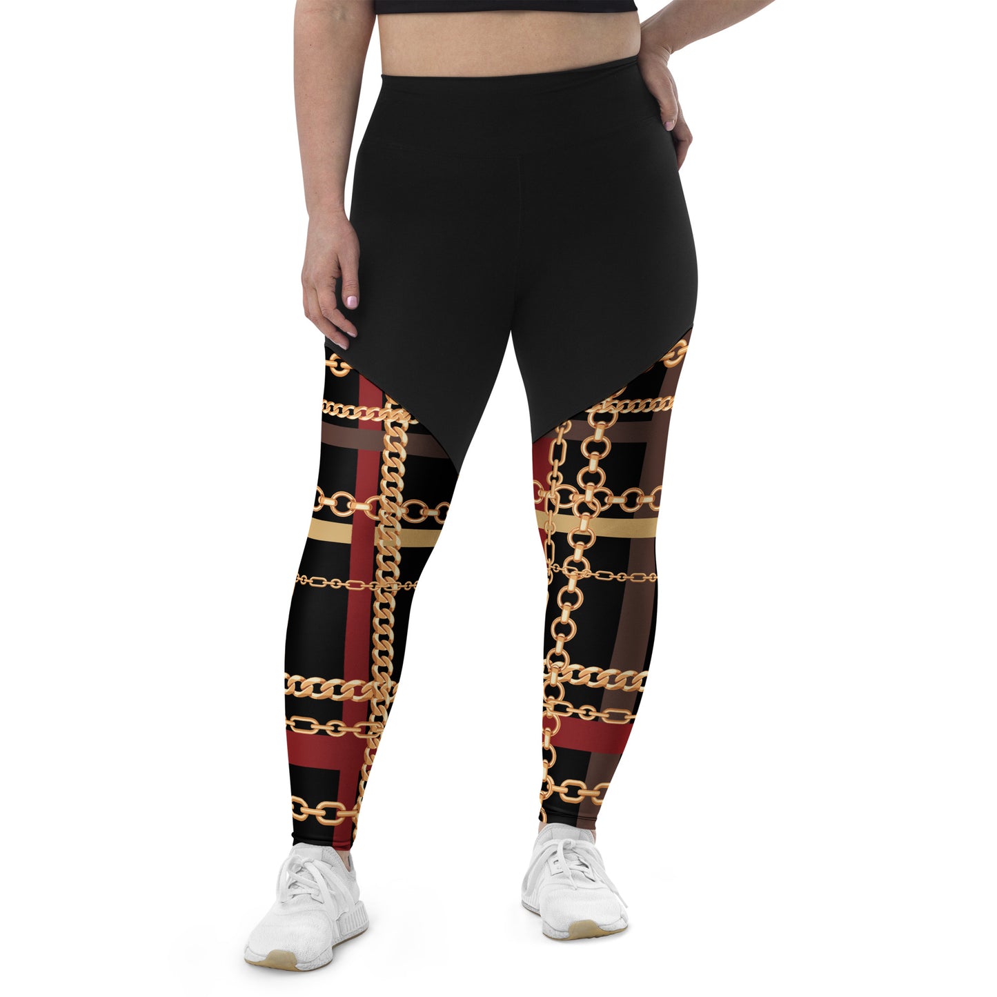 BJJ Couture Workout Red and Black Tartan Chain Leggings