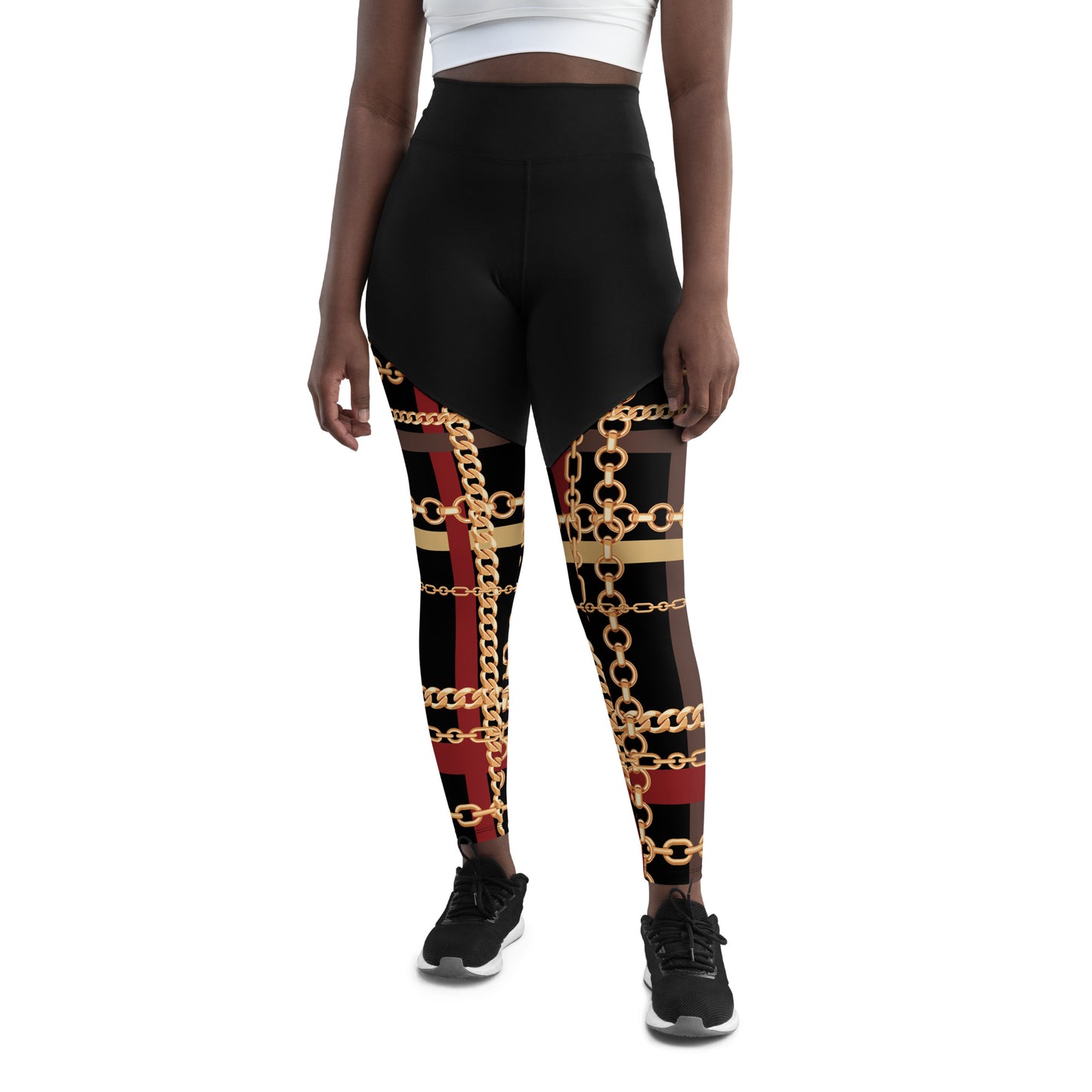 BJJ Couture Workout Red and Black Tartan Chain Leggings