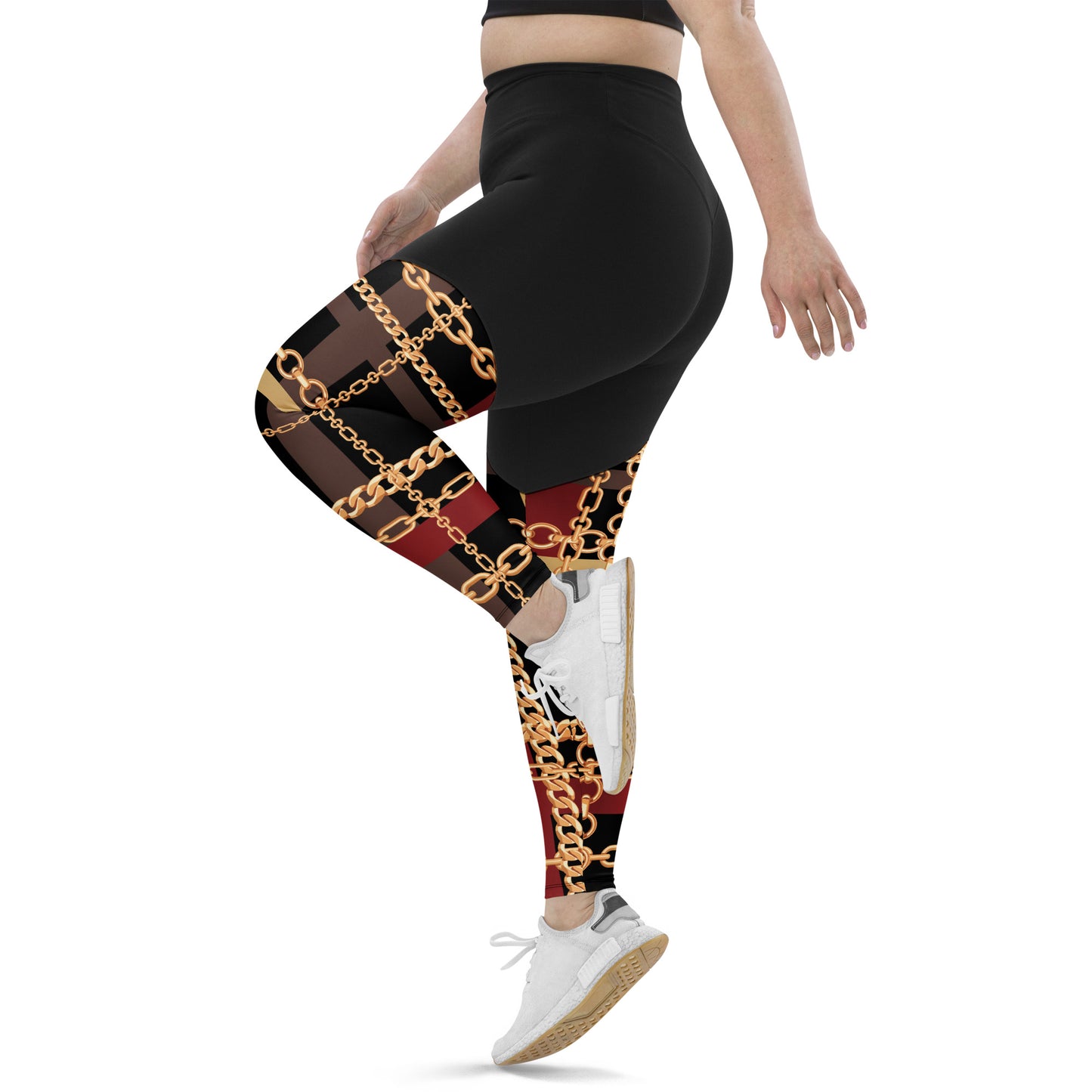 BJJ Couture Workout Red and Black Tartan Chain Leggings
