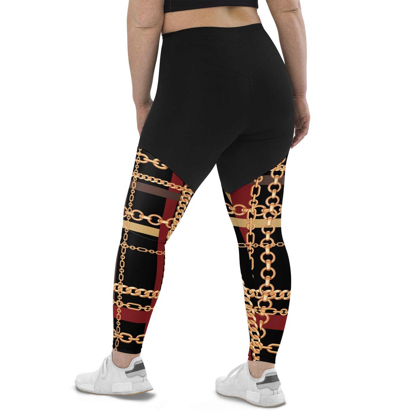BJJ Couture Workout Red and Black Tartan Chain Leggings