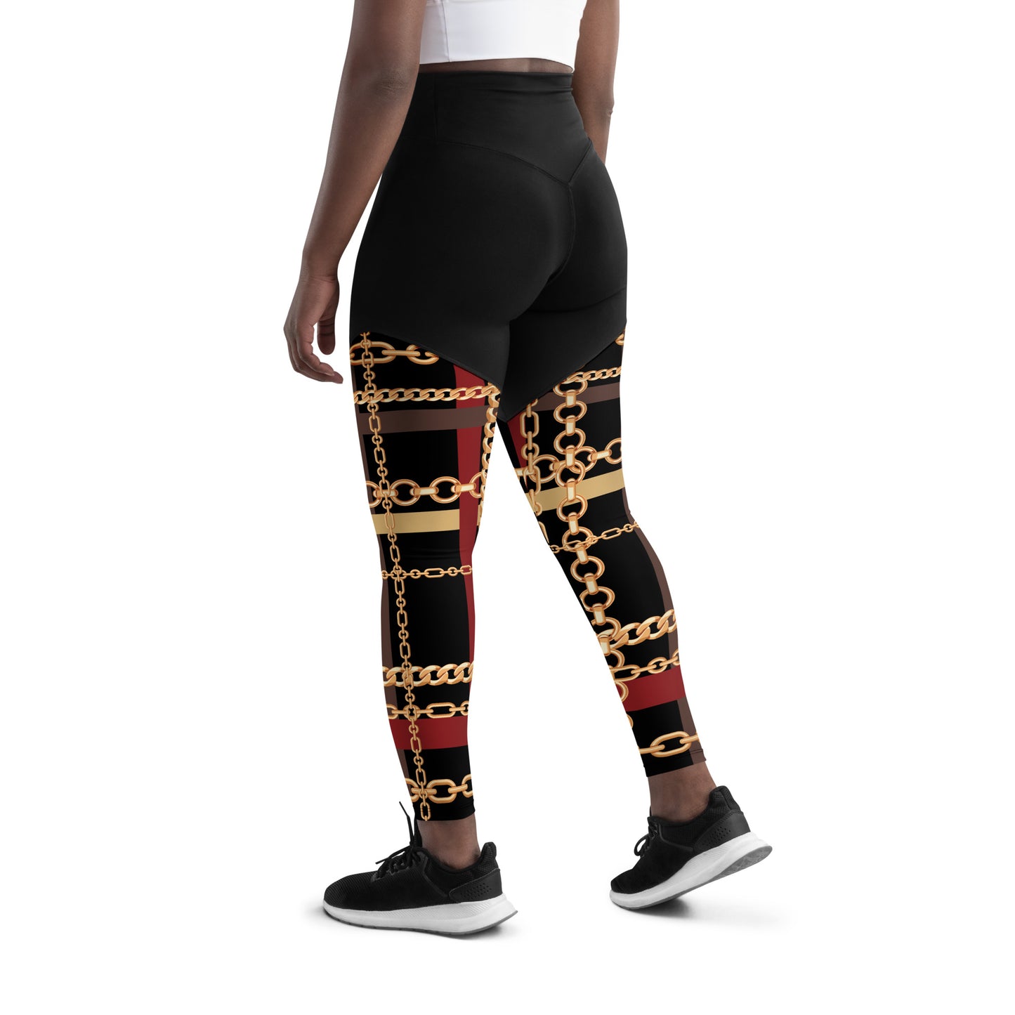 BJJ Couture Workout Red and Black Tartan Chain Leggings