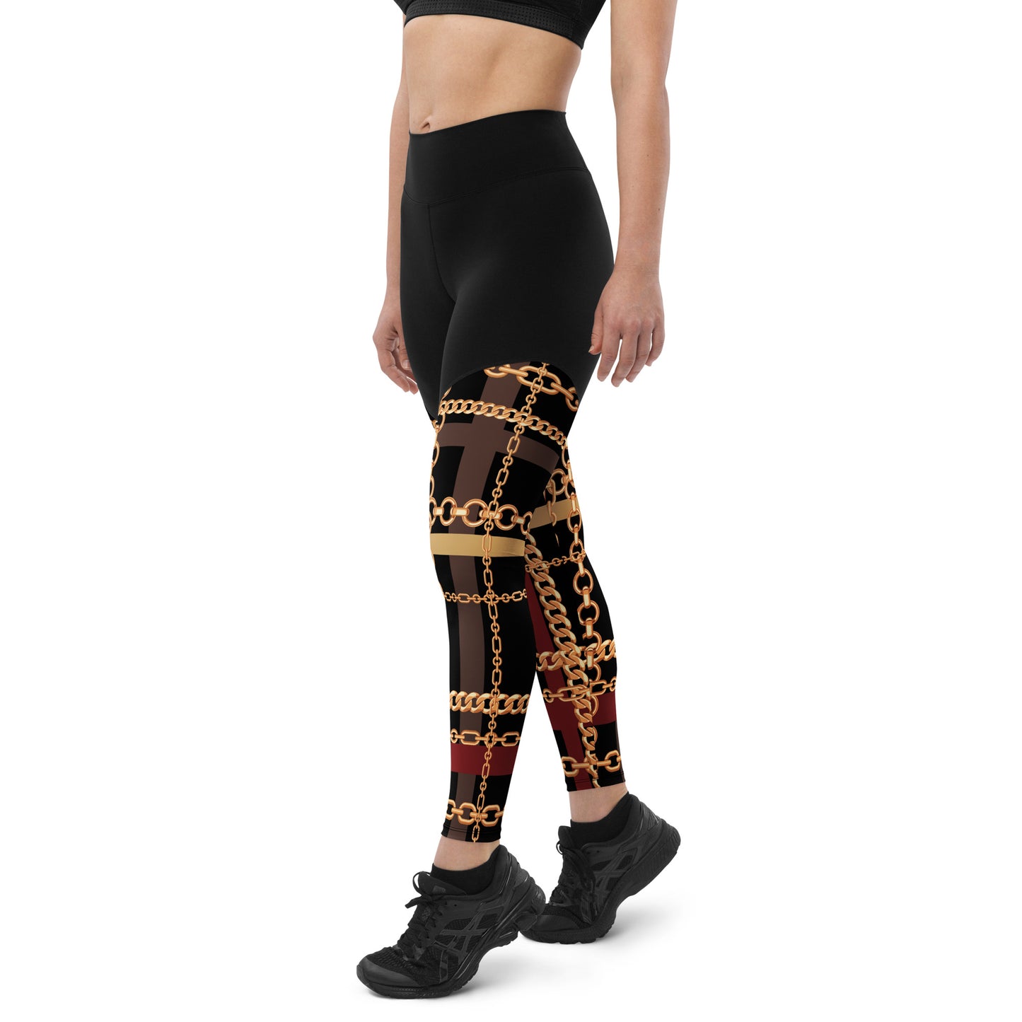 BJJ Couture Workout Red and Black Tartan Chain Leggings