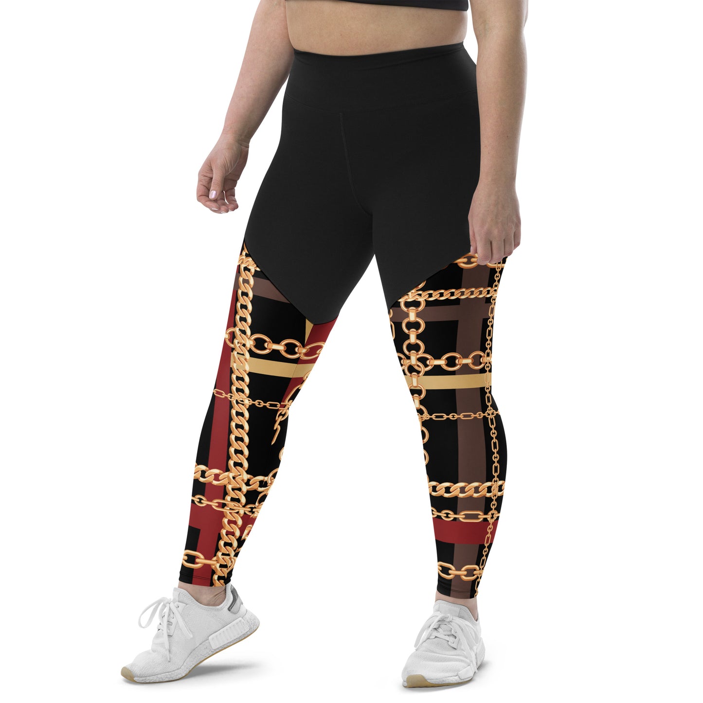 BJJ Couture Workout Red and Black Tartan Chain Leggings