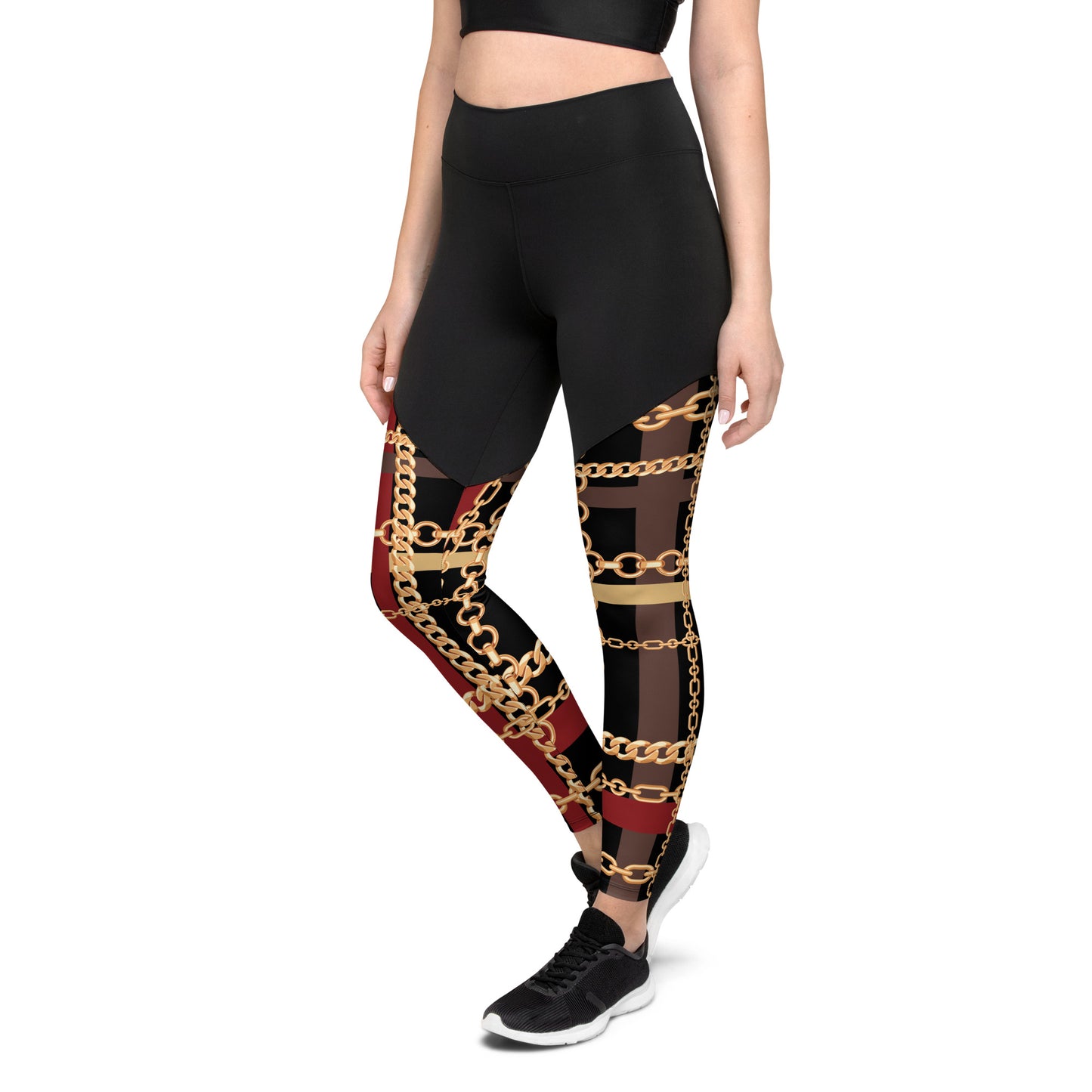BJJ Couture Workout Red and Black Tartan Chain Leggings