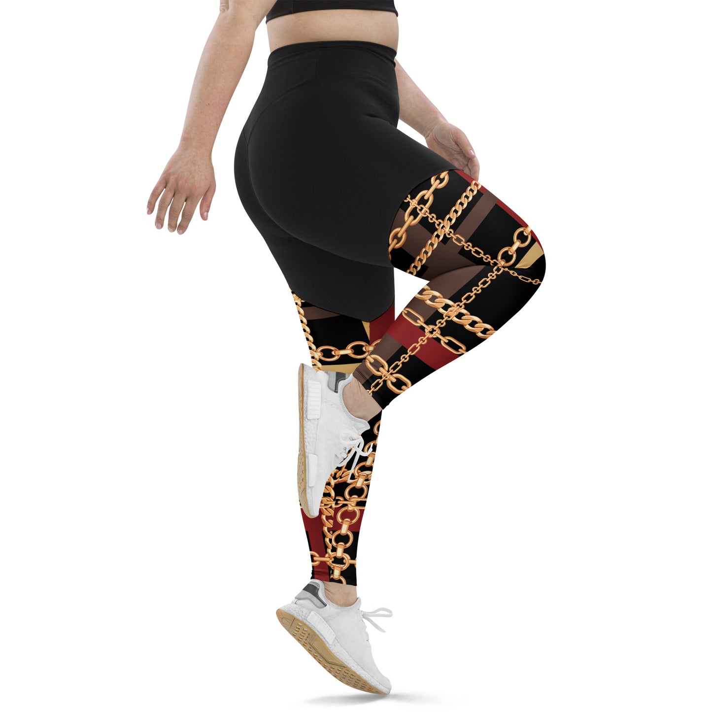 BJJ Couture Workout Red and Black Tartan Chain Leggings