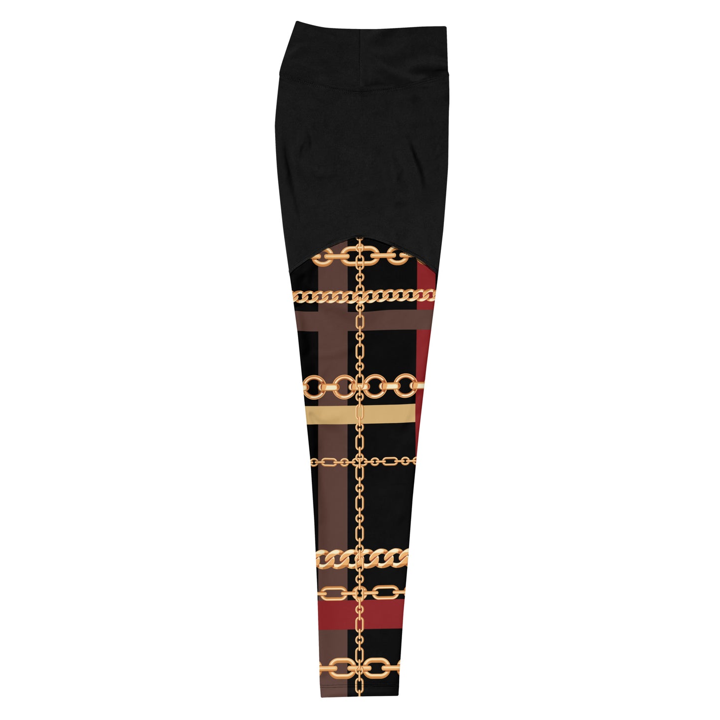 BJJ Couture Workout Red and Black Tartan Chain Leggings