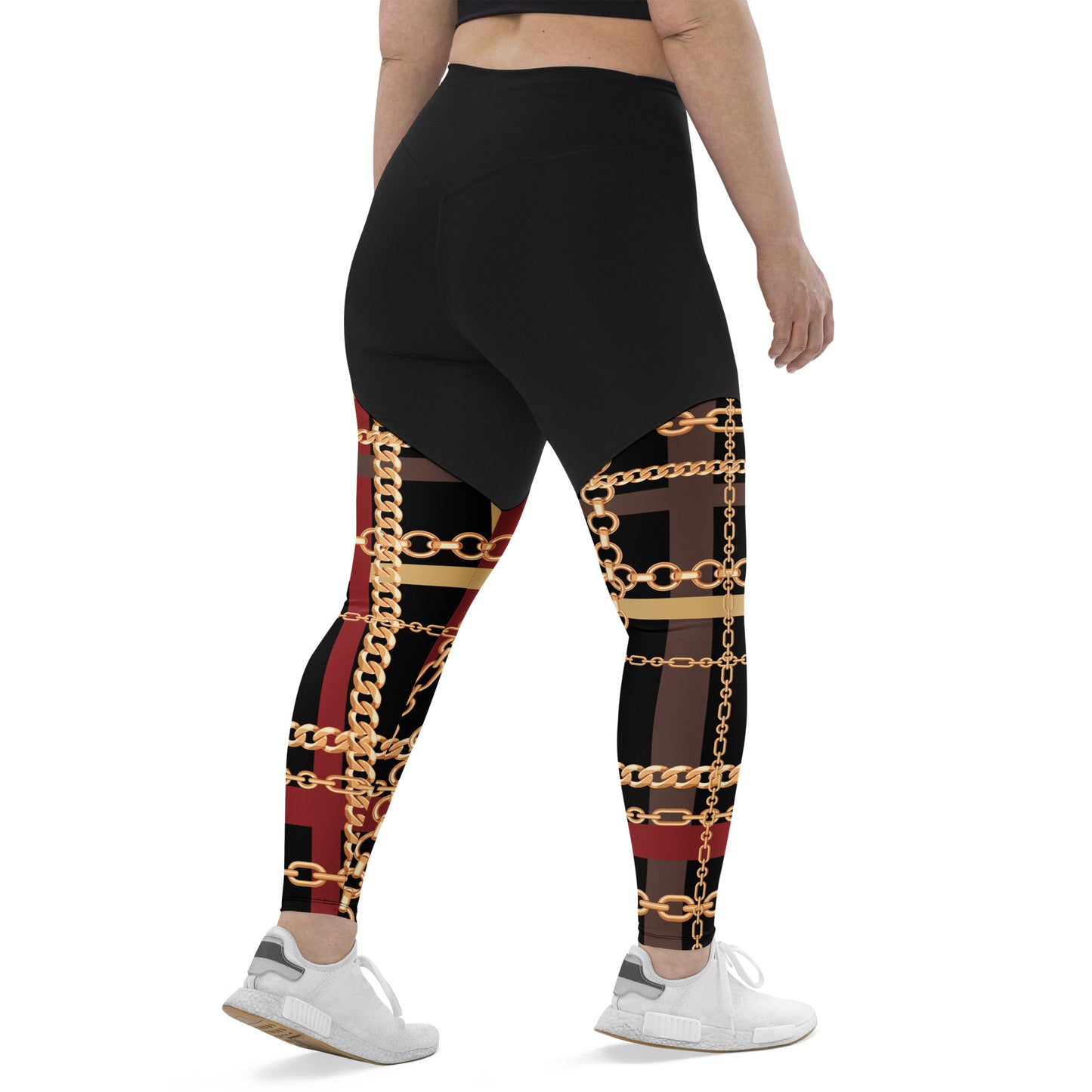 BJJ Couture Workout Red and Black Tartan Chain Leggings
