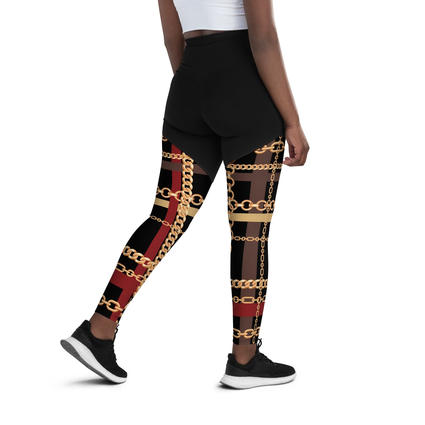 BJJ Couture Workout Red and Black Tartan Chain Leggings