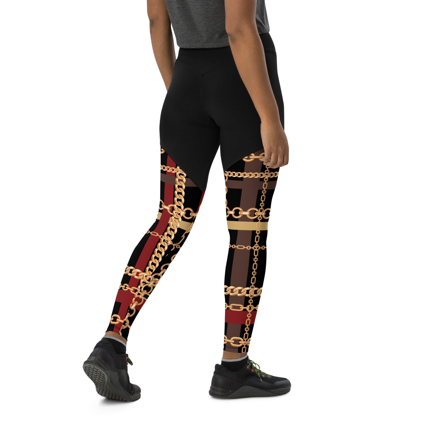 BJJ Couture Workout Red and Black Tartan Chain Leggings