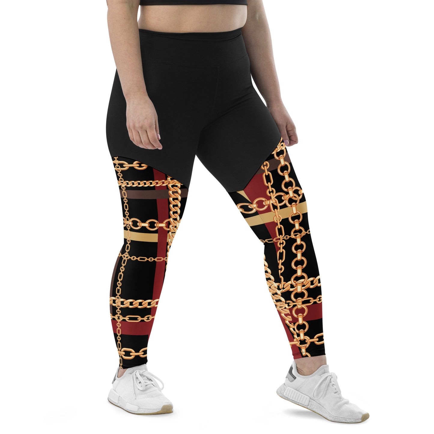 BJJ Couture Workout Red and Black Tartan Chain Leggings