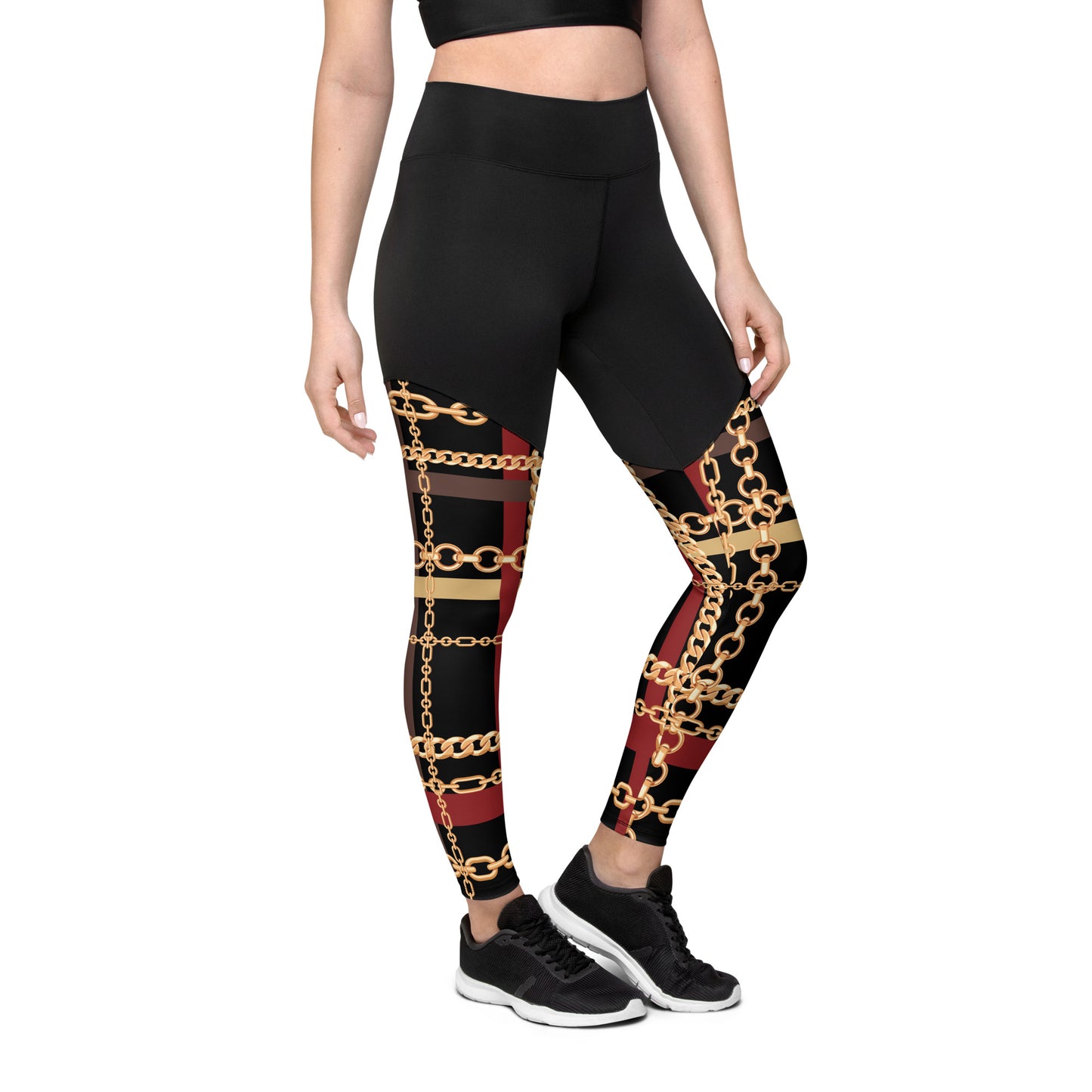 BJJ Couture Workout Red and Black Tartan Chain Leggings