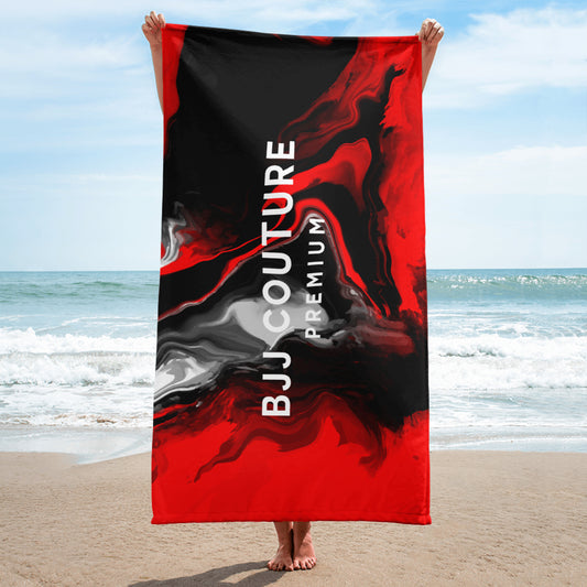 BJJ Couture Red Black Marble After Training & Beach Towel