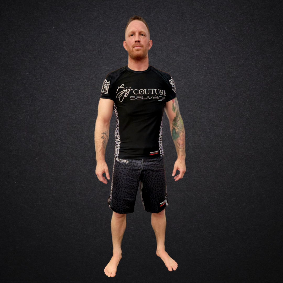 BJJ Couture Leopard Print Black & Grey Rashguard
