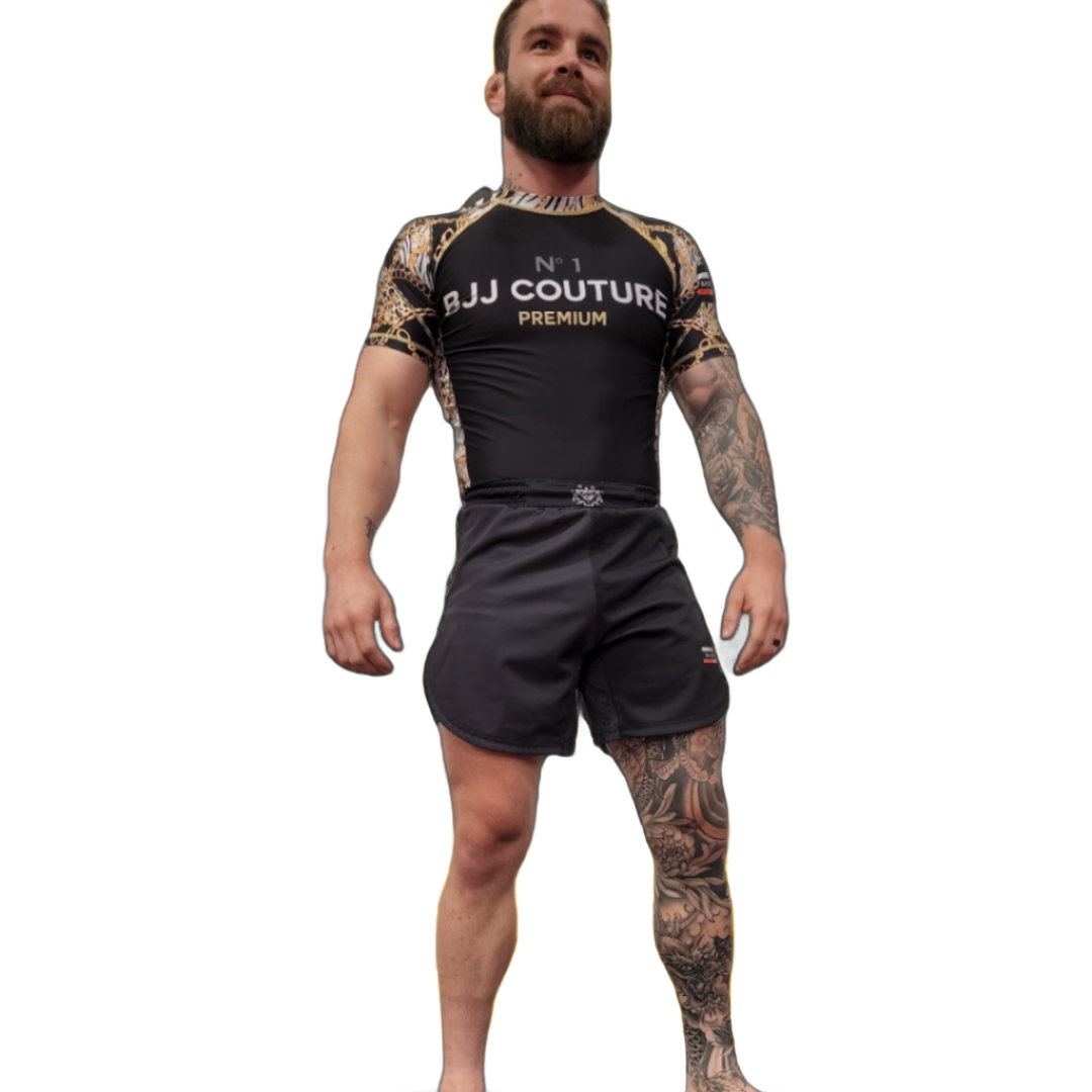 BJJ Couture Black and Gold Leopard Chains Rashguard