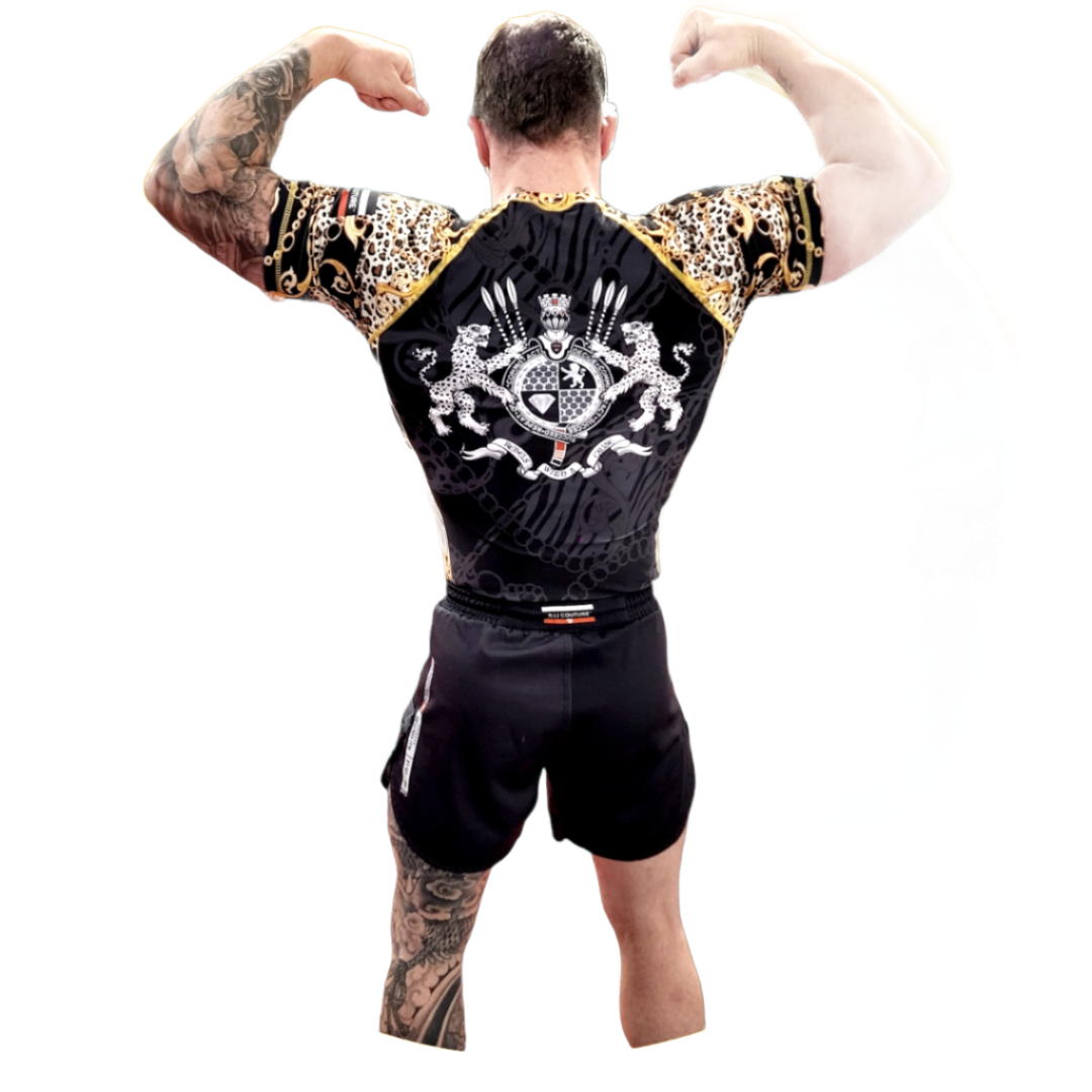 BJJ Couture Black and Gold Leopard Chains Rashguard