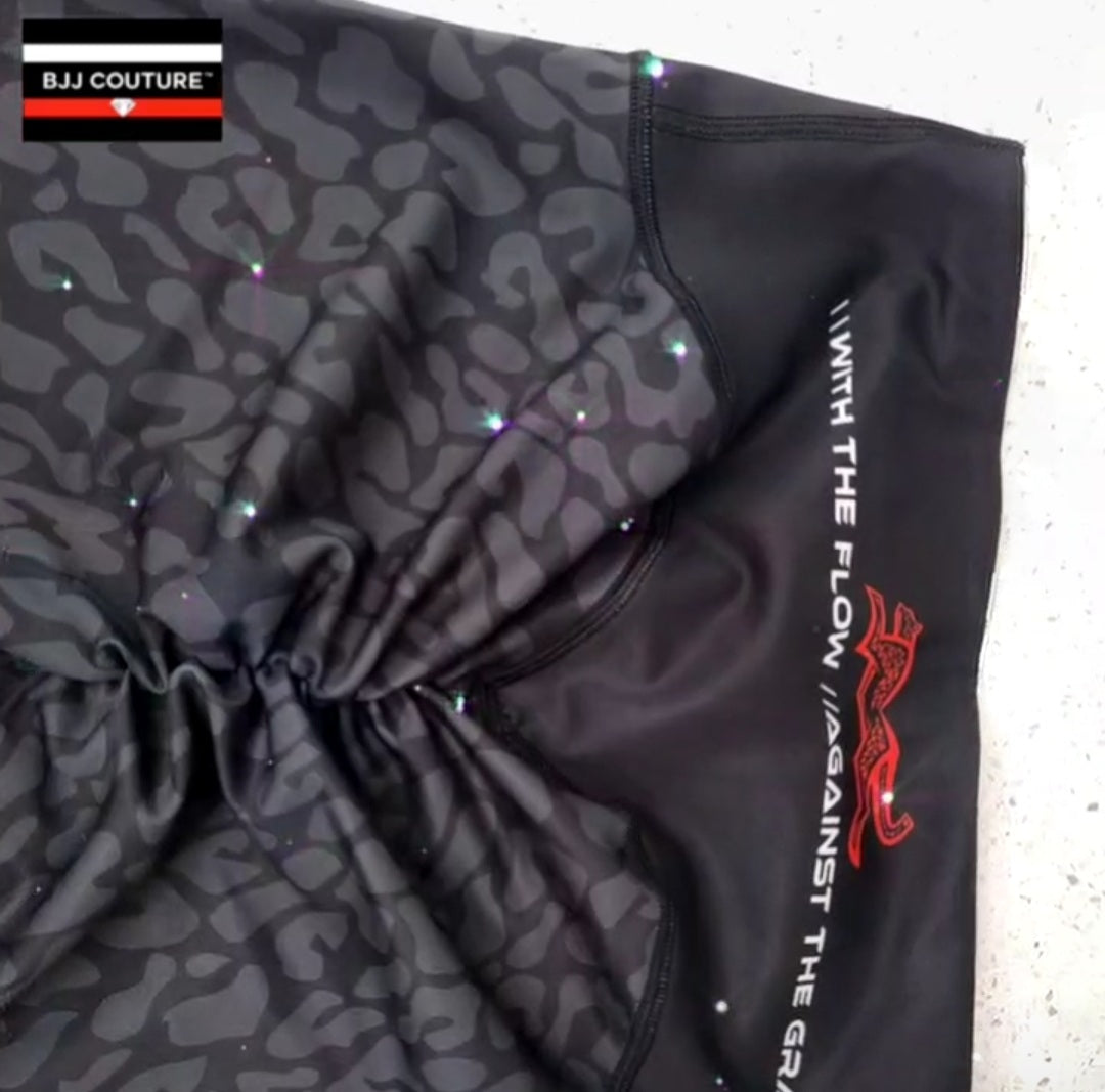 BJJ Couture Leopard Print Spats Black & Red