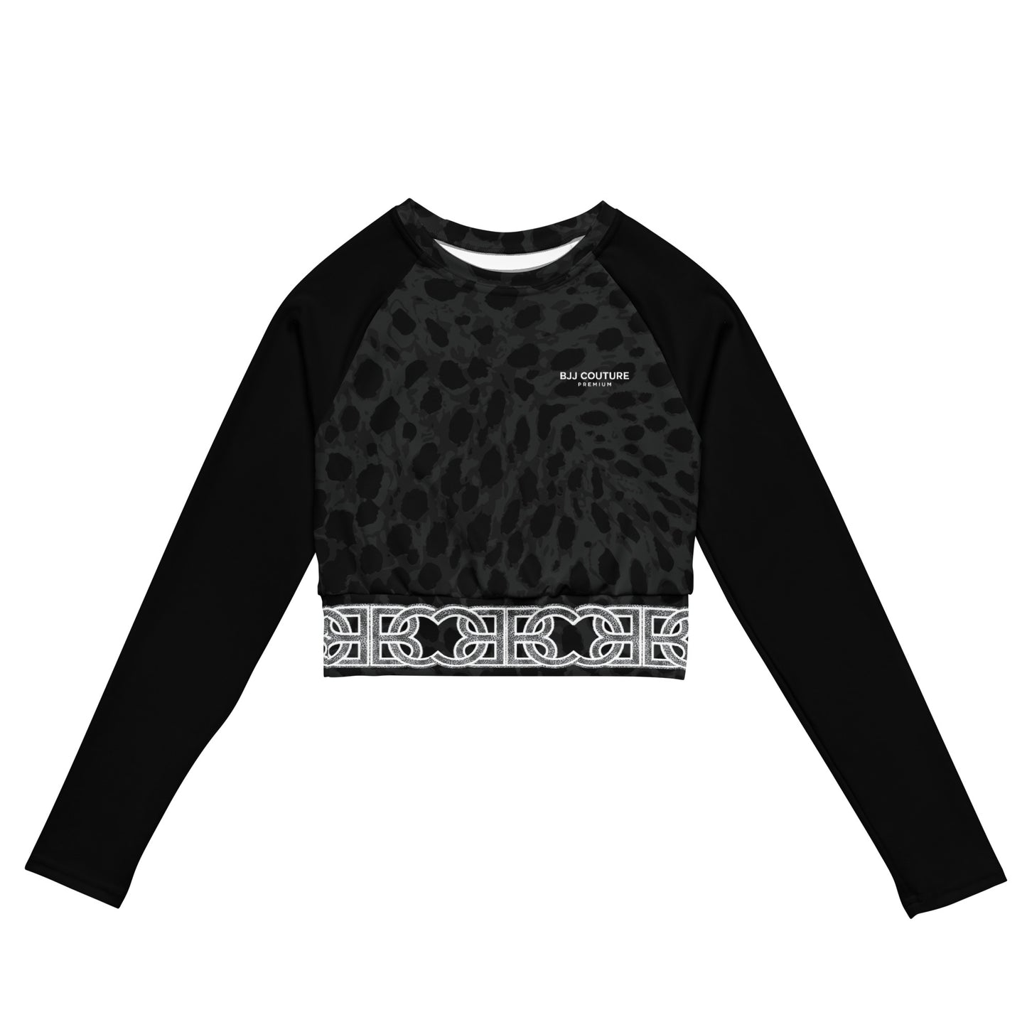 BJJ Couture Custom Black Leopard eco-friendly fitted long-sleeve crop top