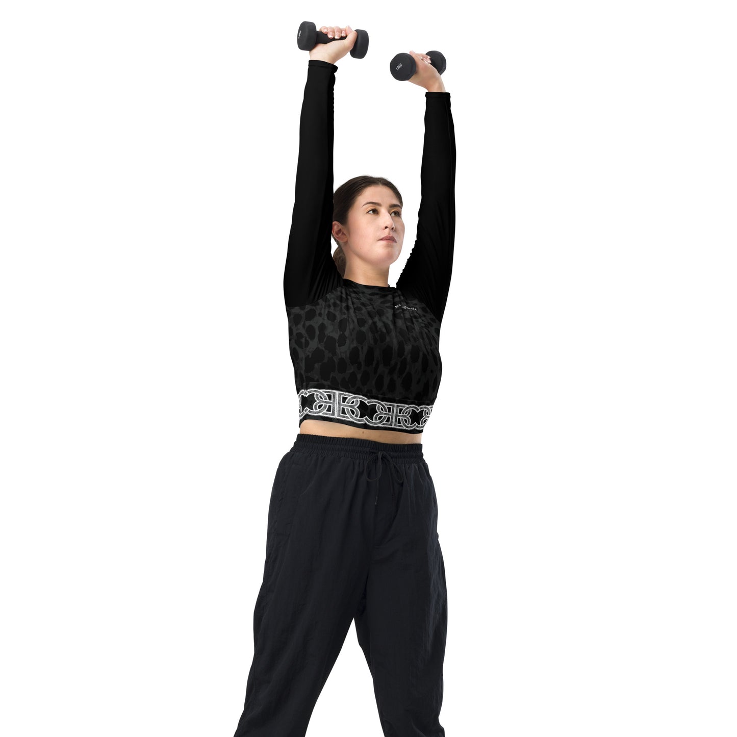 BJJ Couture Custom Black Leopard eco-friendly fitted long-sleeve crop top