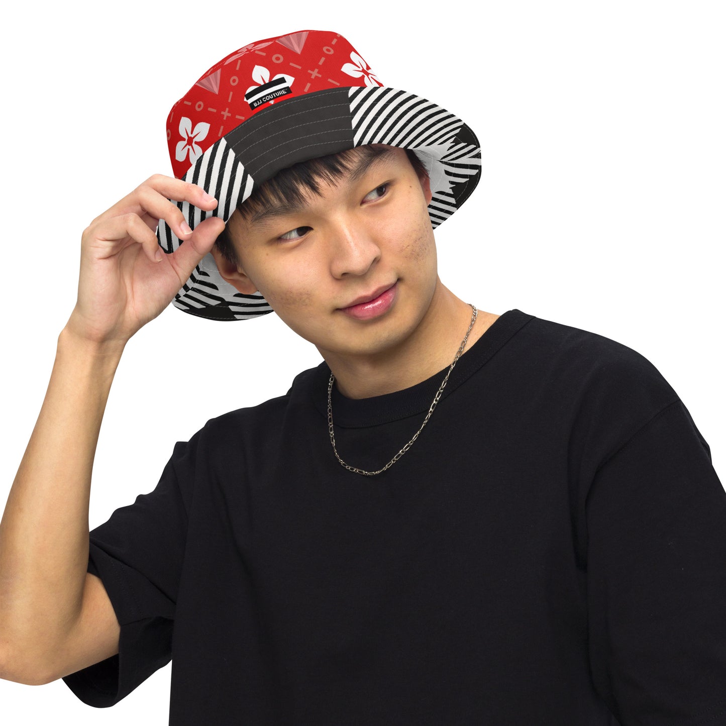 BJJ Couture Reversible bucket hat - seamless red diamond X tartan black & tan
