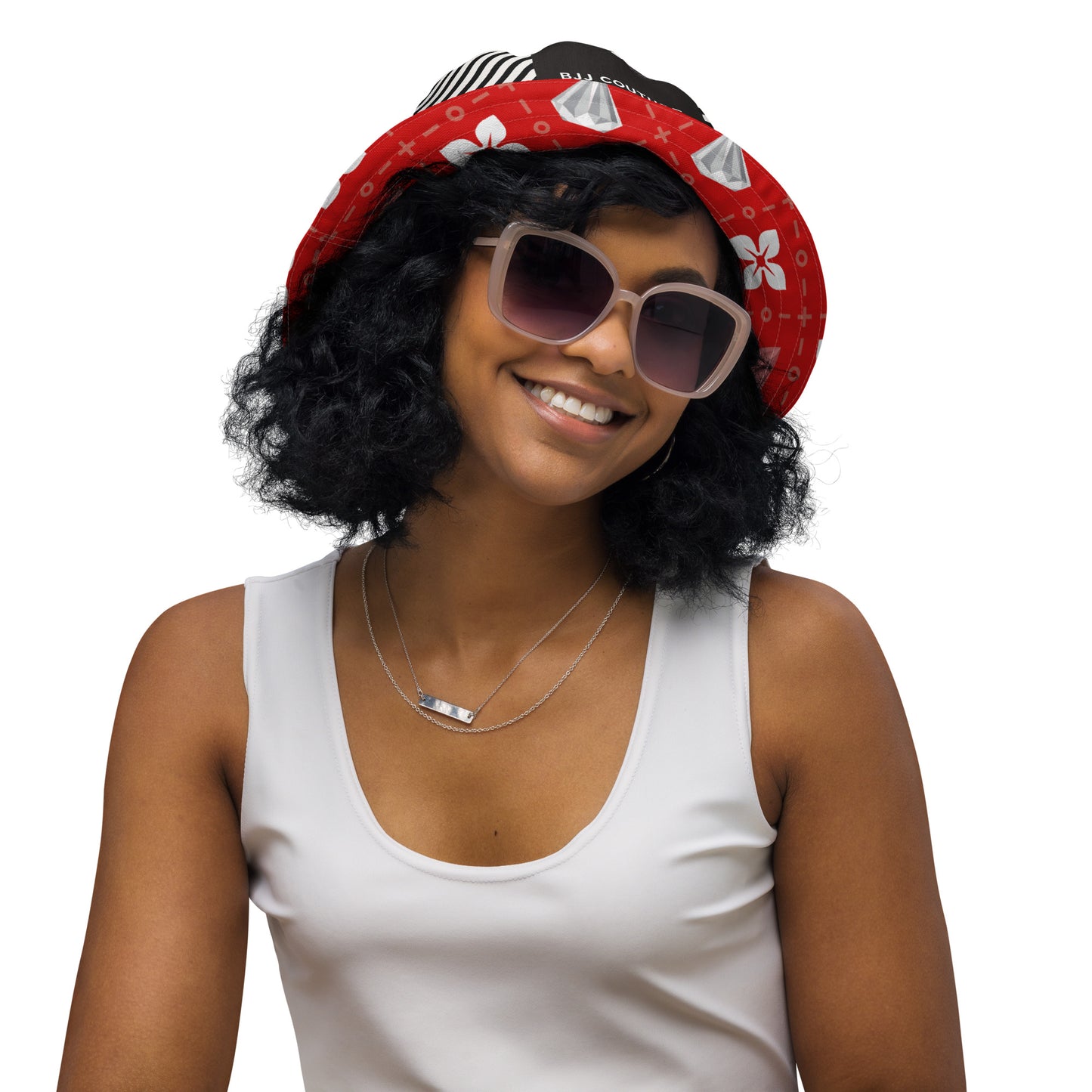 BJJ Couture Reversible bucket hat - seamless red diamond X tartan black & tan