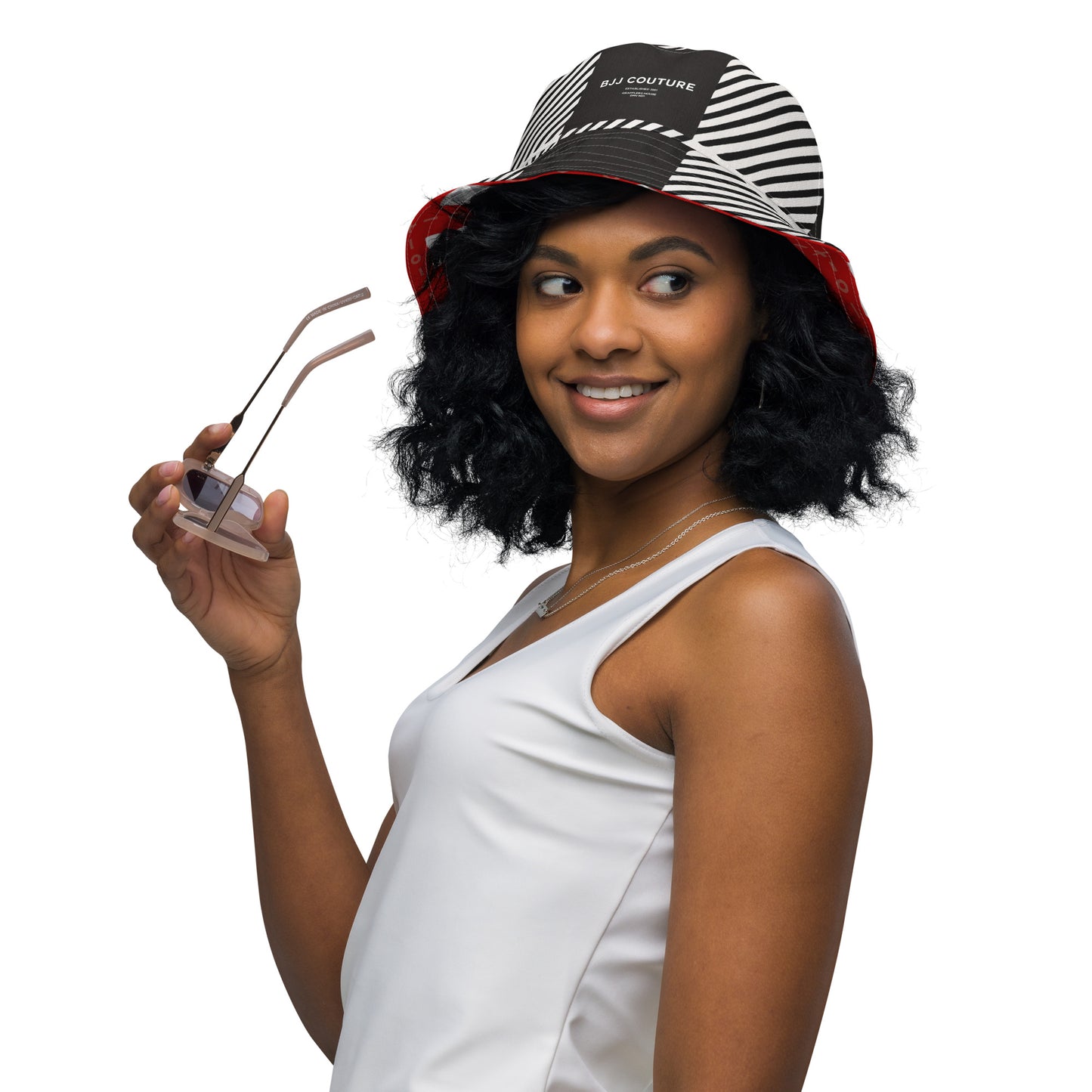 BJJ Couture Reversible bucket hat - seamless red diamond X tartan black & tan